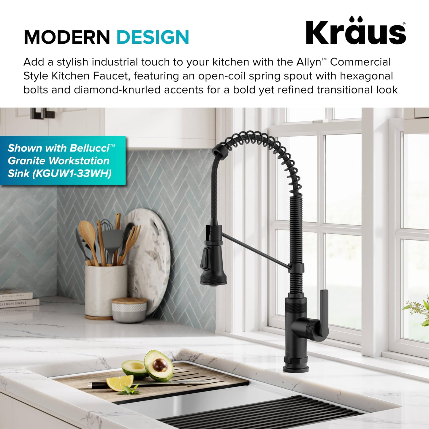 KRAUS Allyn Commercial Style 2-Function Single Handle Pull Down Kitchen Faucet in Matte Black, KPF-4110MB