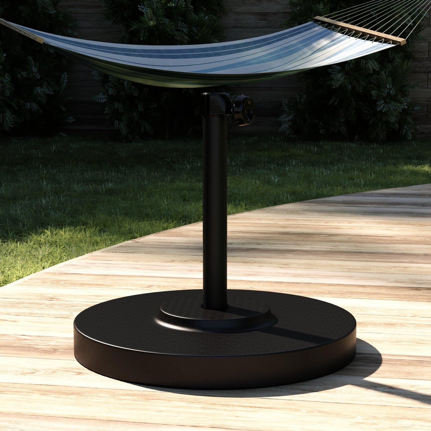 California Umbrella 50 lbs. Round Concrete Weighted Powdercoated Steel Umbrella Base, Black Frame, One Size , CFMT160-Black