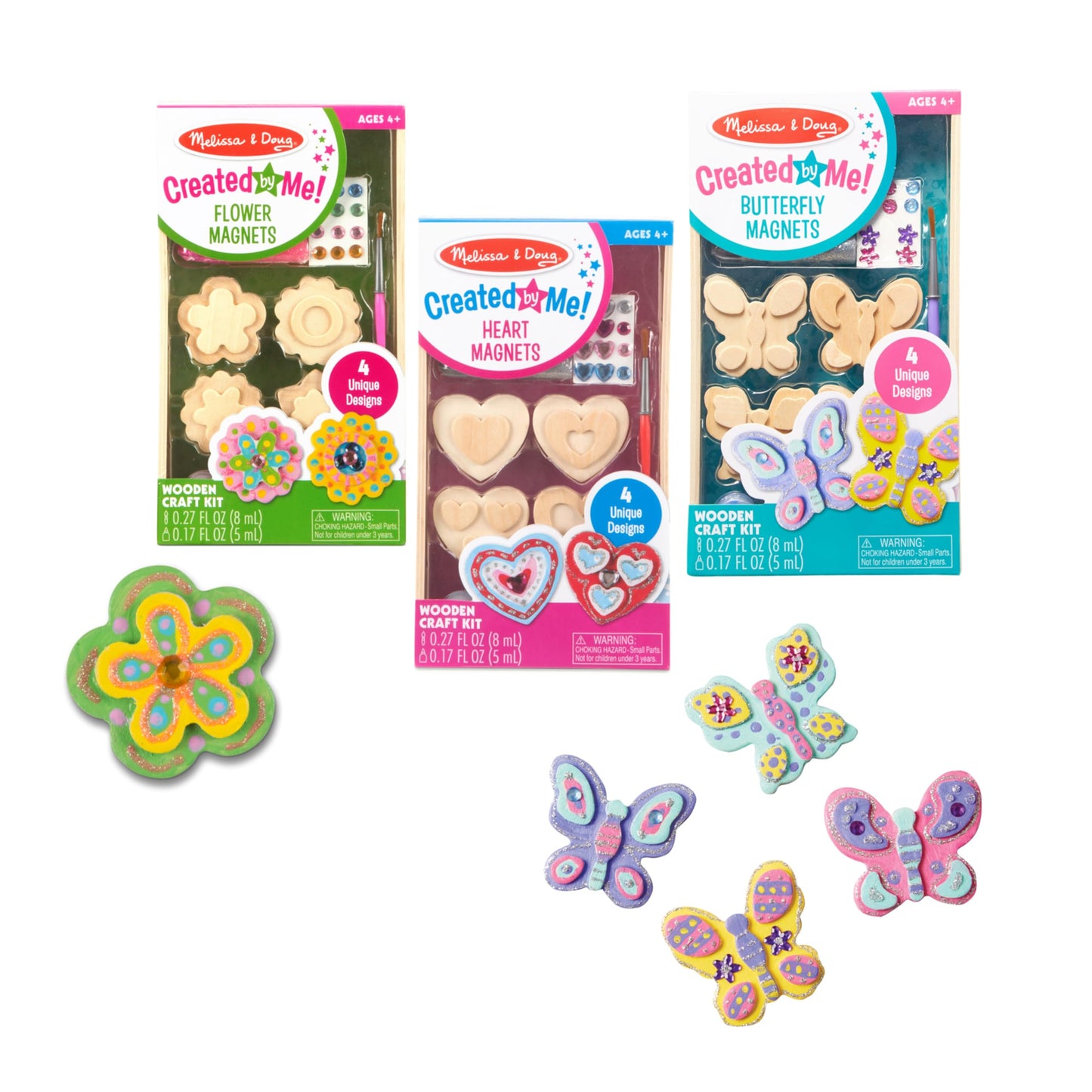Melissa & Doug Decorate-Your-Own Wooden Magnets Craft Kit Bundle (12 Magnets) - Wood Crafts for Kids, Preschool Toys, and Learning Resources for Ages 4+