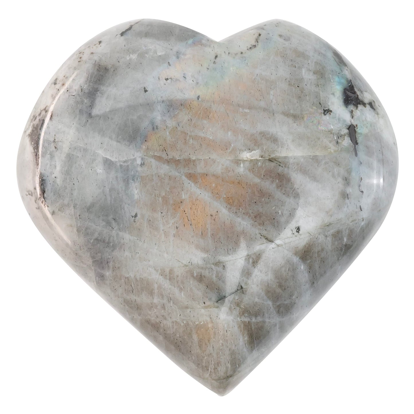 Crocon 50mm Purple Labradorite Heart stone Big Heart Shape Puff Stones Set 450+ Carats Pocket Crystal Healing Tumble Collection Palm Worry Stone Good Luck Charm Meditation Gift Craft Home Decor