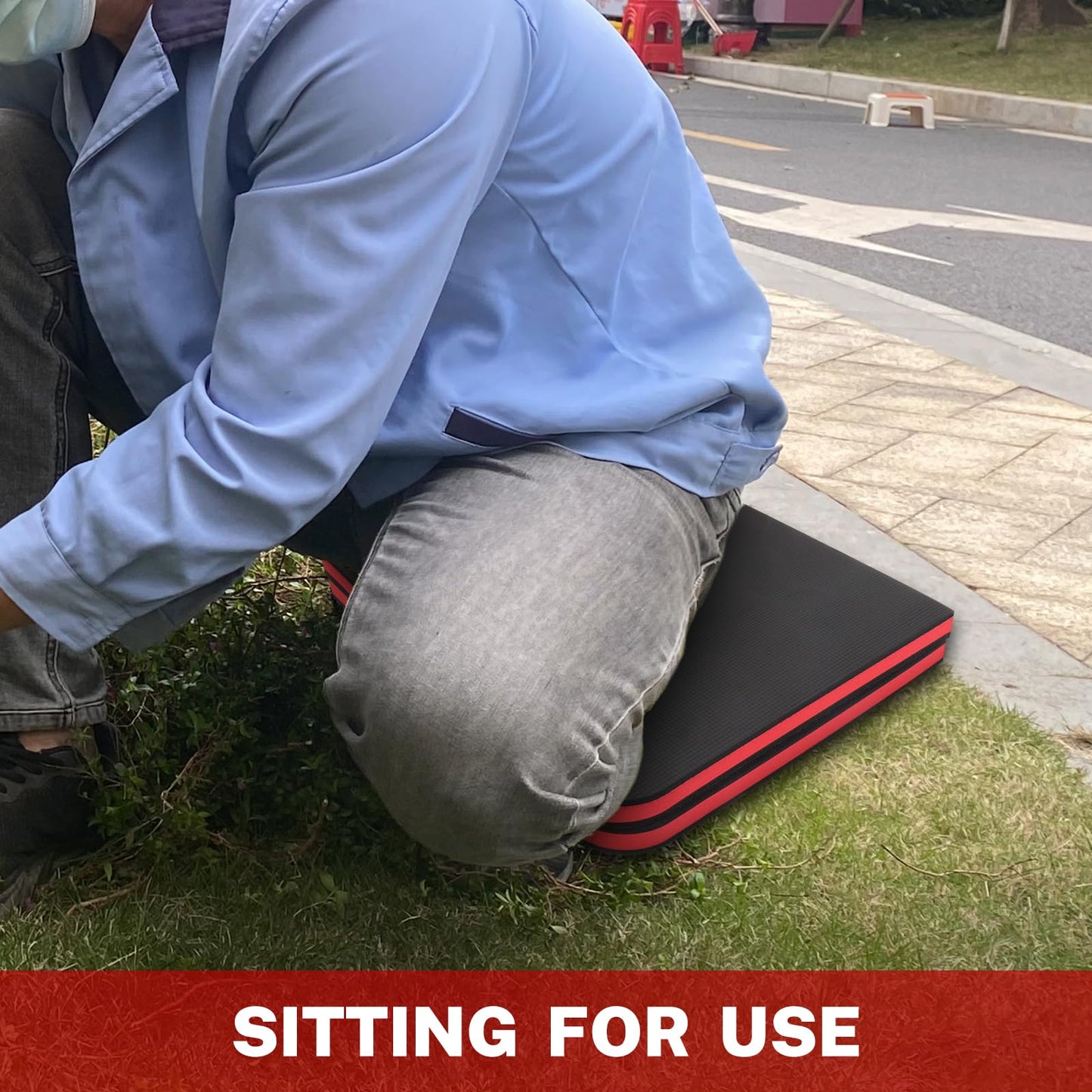 TOMMARS 0.9" Foldable Thick Kneeling Pad, 2 Fold Comfortable Foam Knee Pads Cushion Mat for Gardening, Yardwork, Workshop Repairing