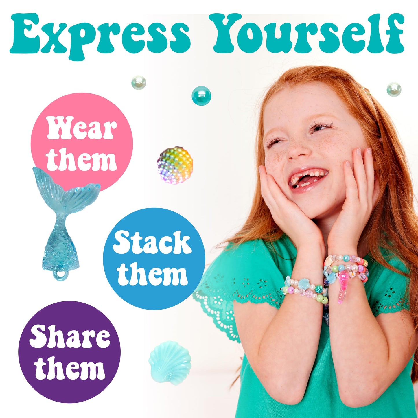 Creativity for Kids Mermaid Bead Jewelry Jar: Create 40+ Friendship Bracelets for Girls, DIY Girls Beads Jewelry Making Kit, Spring Crafts & Mermaid Gifts (Ages 6+)