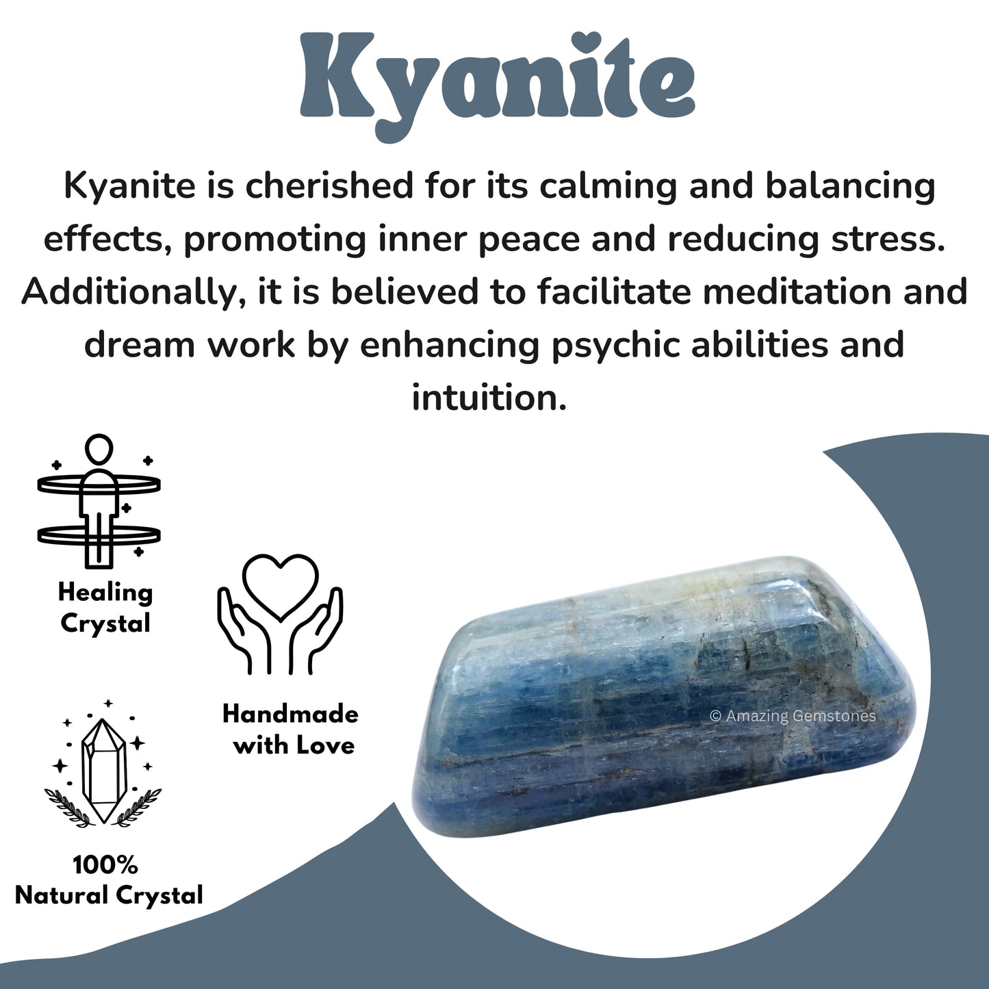 Amazing Gemstone Kyanite Crystals and Healing Stones Tumbled - 1 oz Kyanite Stone Gem Stones, Natural Healing Stones for Energy Balance, Stress Relief - Premium Polished Gems Rocks for Meditation