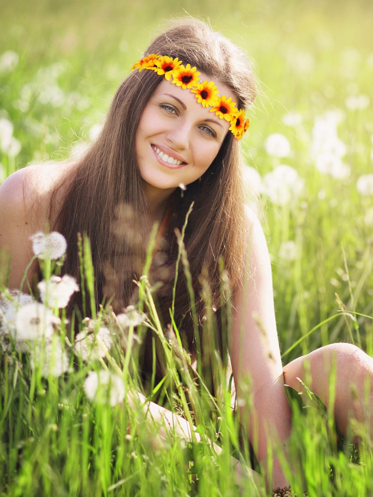 WILLBOND 8 Pcs Sunflower Headbands for Women Crown Daisy Flower Hair Wreath Adjustable Floral Bridal Bands Headpiece for Hippie Party Wedding Festivals Photo Props Decoration(White, Yellow)