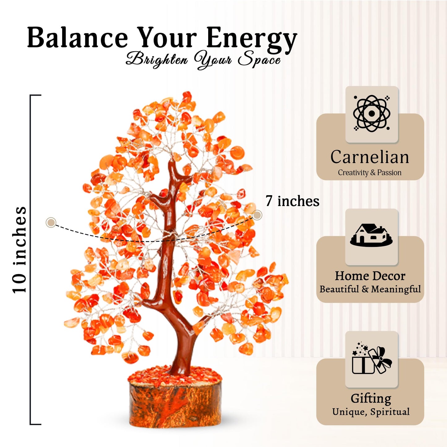 YATSKIA Carnelian Crystal Tree of Life - Bonsai Tree - Feng Shui Home Decor - Crystal Stones - Home Office Decor - Crystals Gifts for Women