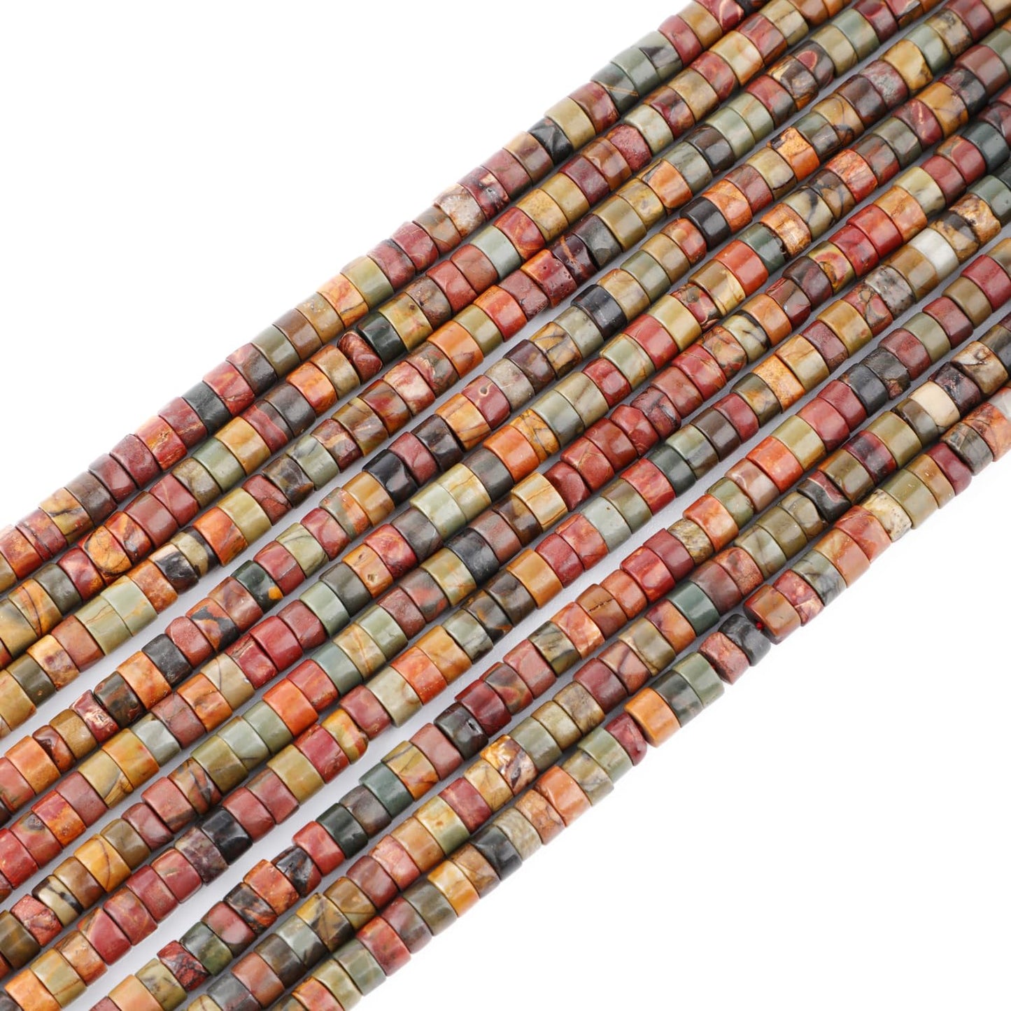 Natural Picasso Jasper Heishi Spacer Beads Loose Semi Precious Flat Round Gemstone Disc Shape Stone for Beading Jewelry Making 4x2mm 15.5"