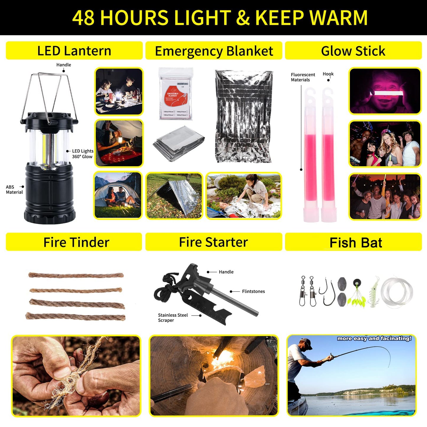 Gifts for Men Christmas Survival Kit and First Aid kit, 160 Pcs Emergency Supplies Camping Accessories with Upgraded Molle Bag, and Women Outdoor Adventure Camping Hiking Hunting (Green)