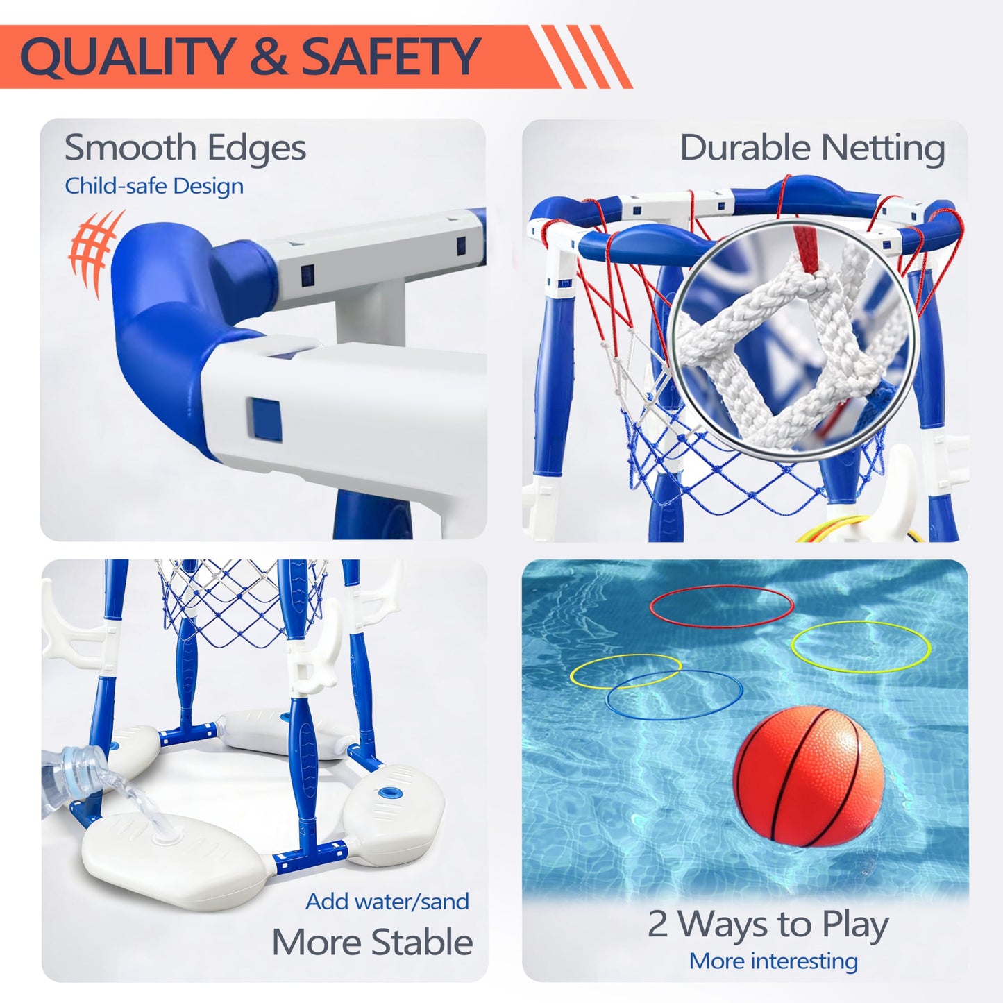Aerilyo 2 in 1 Pool Basketball Hoop, Pool Toys Swimming Pool Games for Kids Adults Family Party Birthday Games Toys