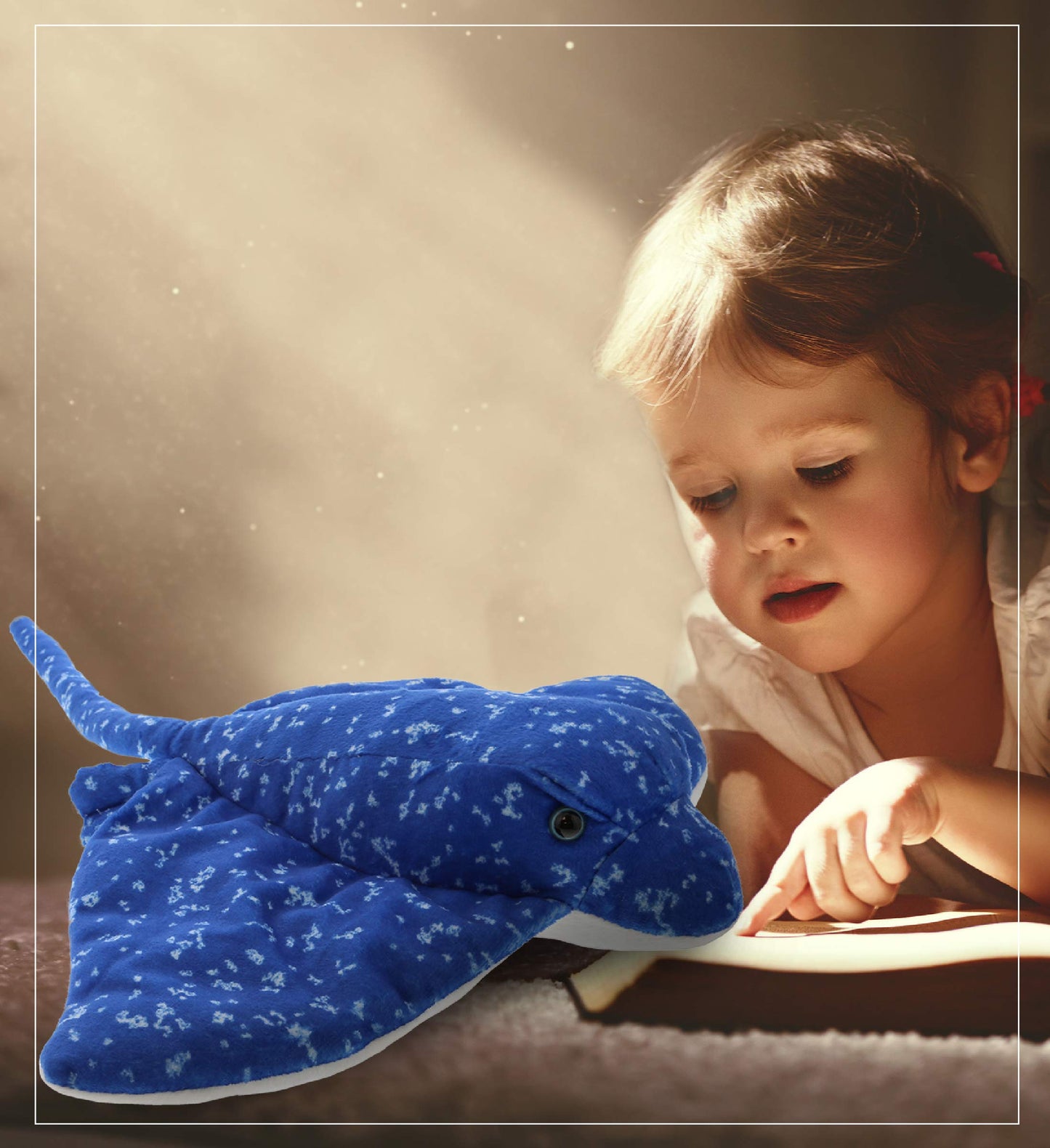 DolliBu Spotted Blue Stingray Plush - Super Soft Stuffed Animal Stingray Toy, Wild Collection Ocean Plush Gift for Kids and Adults, Cute Sea Creature Stuffed Ray - 17 Inches