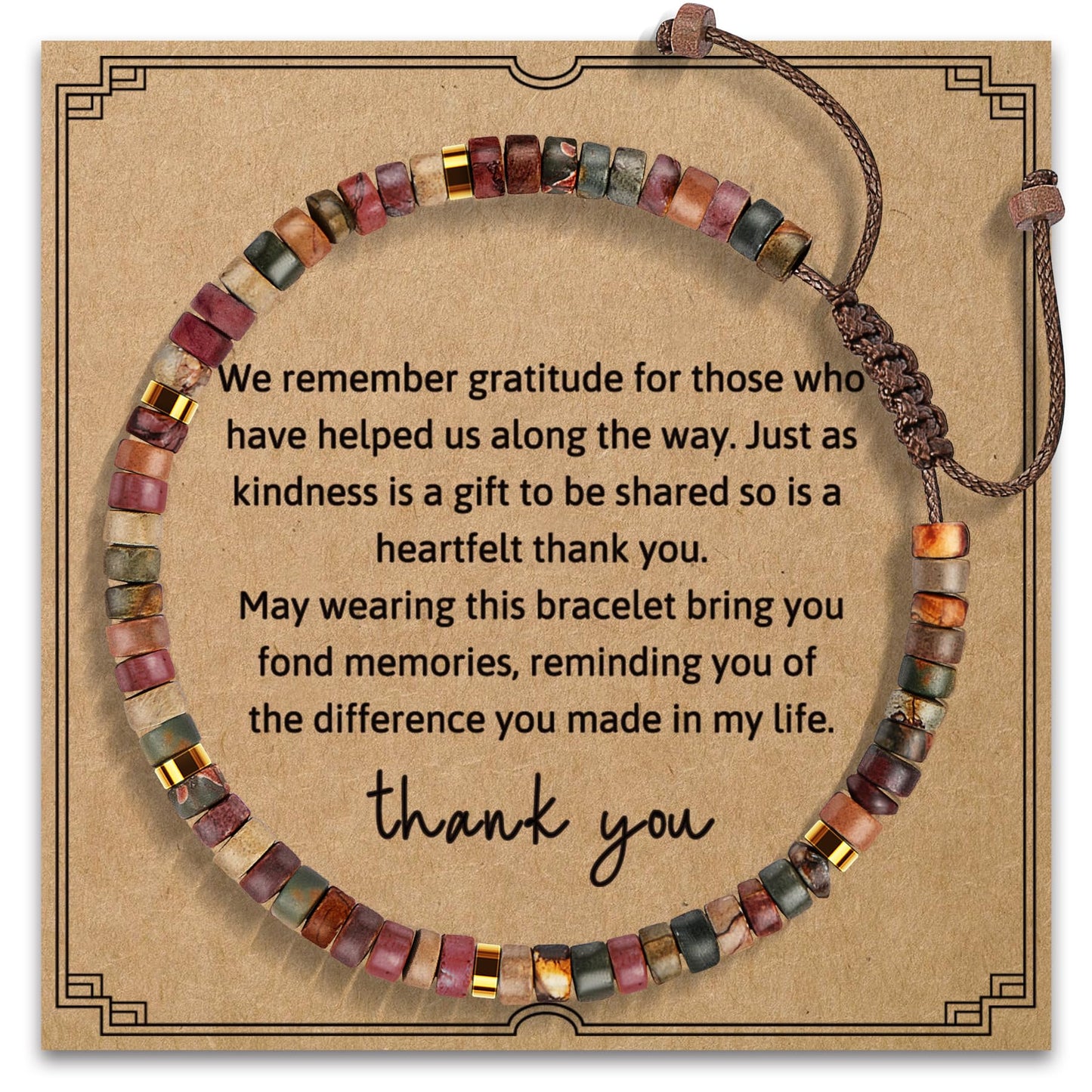 AGOT Thank You Bracelet Gift for Women - Appreciation Inspirational Gifts for Coworker, Unique Office Gift for Classmate Farewell Gift for Friends Teachers