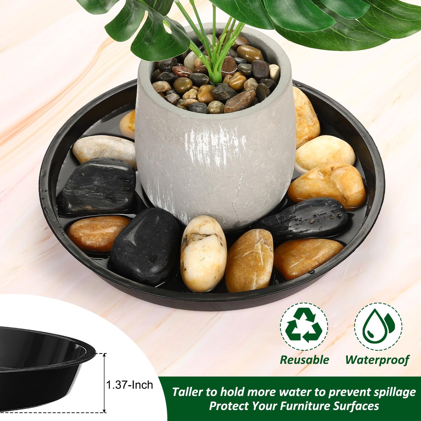 PATIKIL 16 Pack Plastic Plant Saucer, 12 Inch Plant Tray for Pots Round Plant Dish Plant Drip Trays Water Tray for Indoors Outdoors Garden, Black
