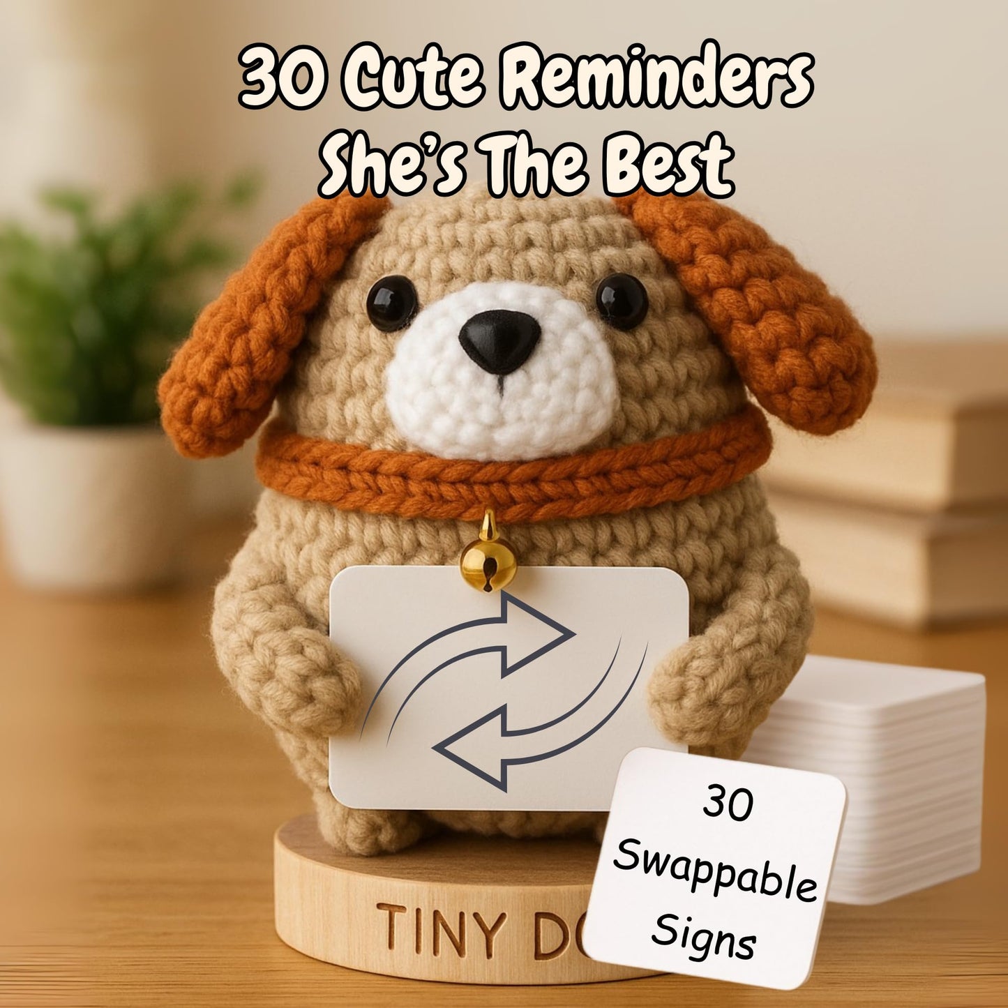 Dog Mom Gifts for Women - Tiny Dog Crochet with 30 Cute Signs for Furr Mama | Funny Birthday Gift for Pet Lovers | Funny Present for Birthday, Mothers Day, New Puppy | Cute Positive Crochet Animal