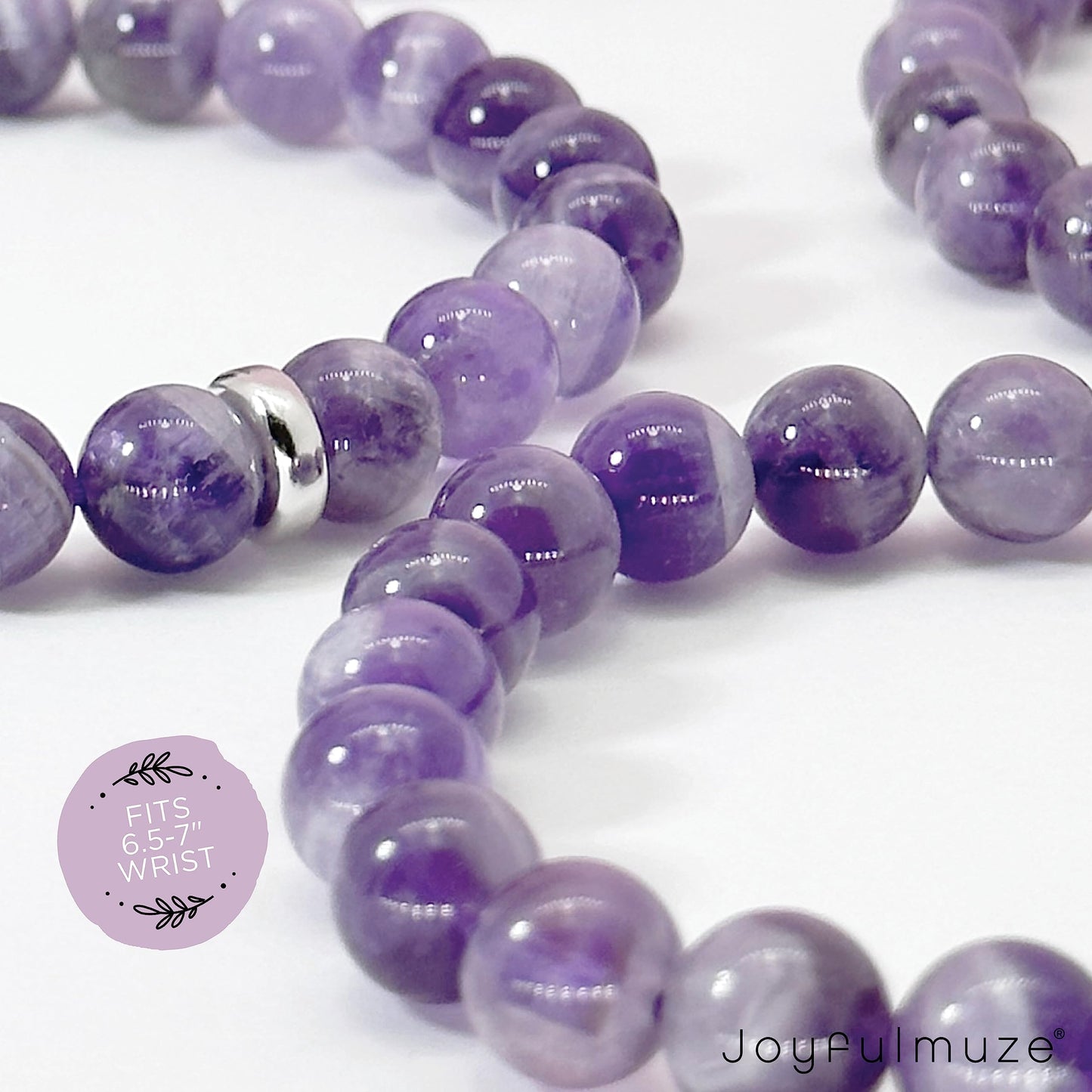 Joyfulmuze Genuine Dream Amethyst, Handmade Stackable Stretch Bracelet, Simple Natural Purple Quartz, Healing Chakra Bracelet, Gifts for Women, 17cm (Dream-Amethyst)