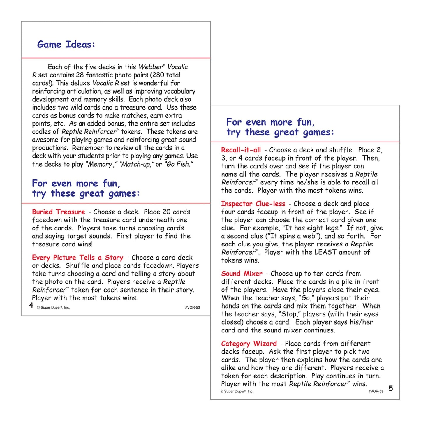 Super Duper Publications | Webber® Vocalic R Photo Card Decks | Educational Learning Resource for Children | Speech Therapy