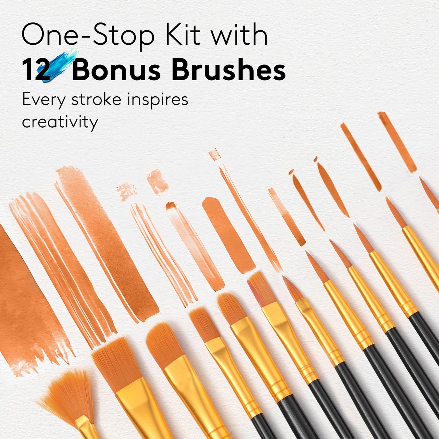 TMOL Acrylic Paint Set, 24 Colors (2 oz/Bottle) with 12 Art Brushes, Art Supplies for Painting Canvas, Wood, Ceramic & Fabric, Rich Pigments Lasting Quality for Beginners, Students & Professional Artist