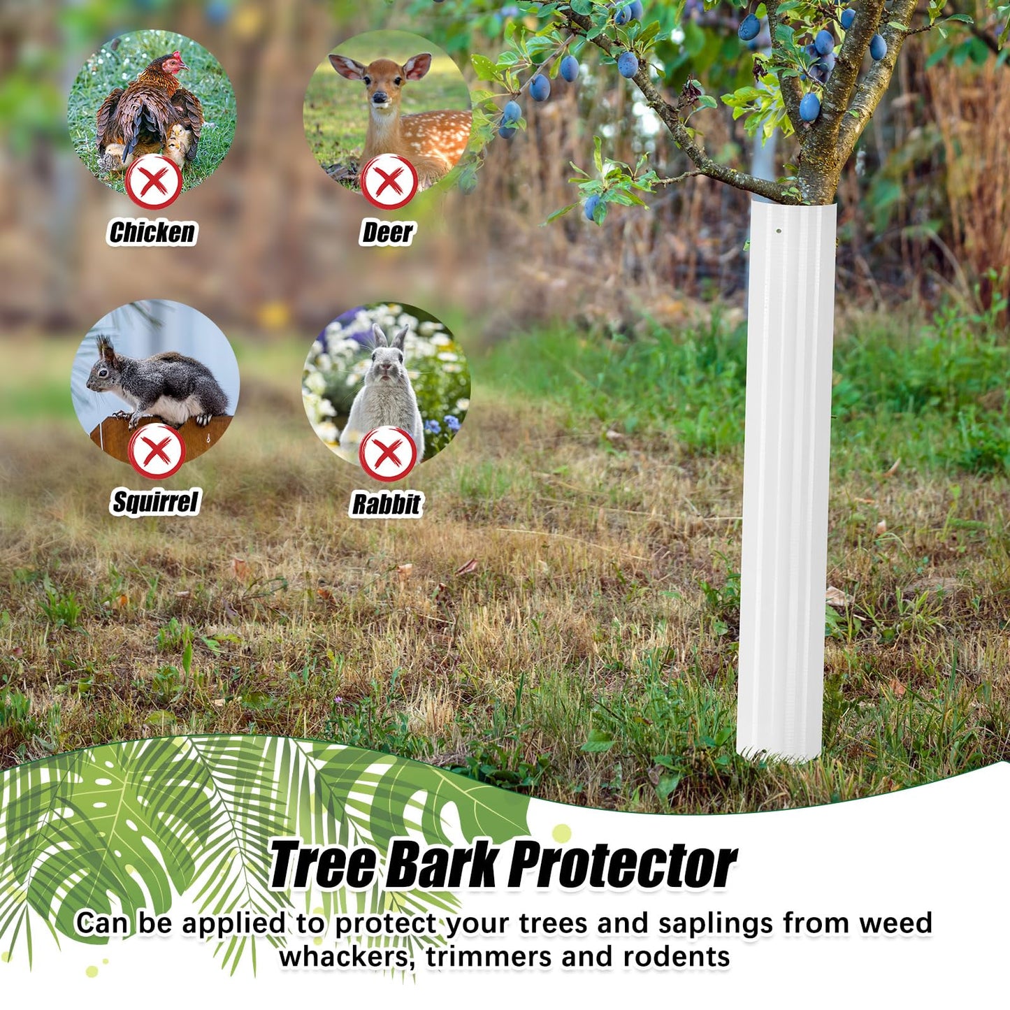 Frienda 20 Pcs Tree Trunk Protector 11.8" x 15.7" Corrugated Plastic Tree Guards Expandable Tree Tubes Flexible White Tree Bark Protector to Protect Saplings Plants from Weed Whacker Animals Trimmers