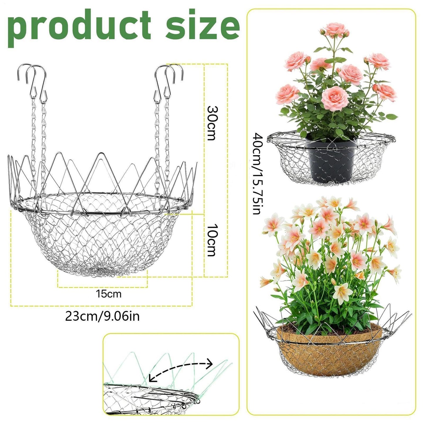 Adjustable Planter Insert,Rustproof Stainless Steel Riser - Adjustable Planter Insert,for Outdoor Indoor Potted Home Soil