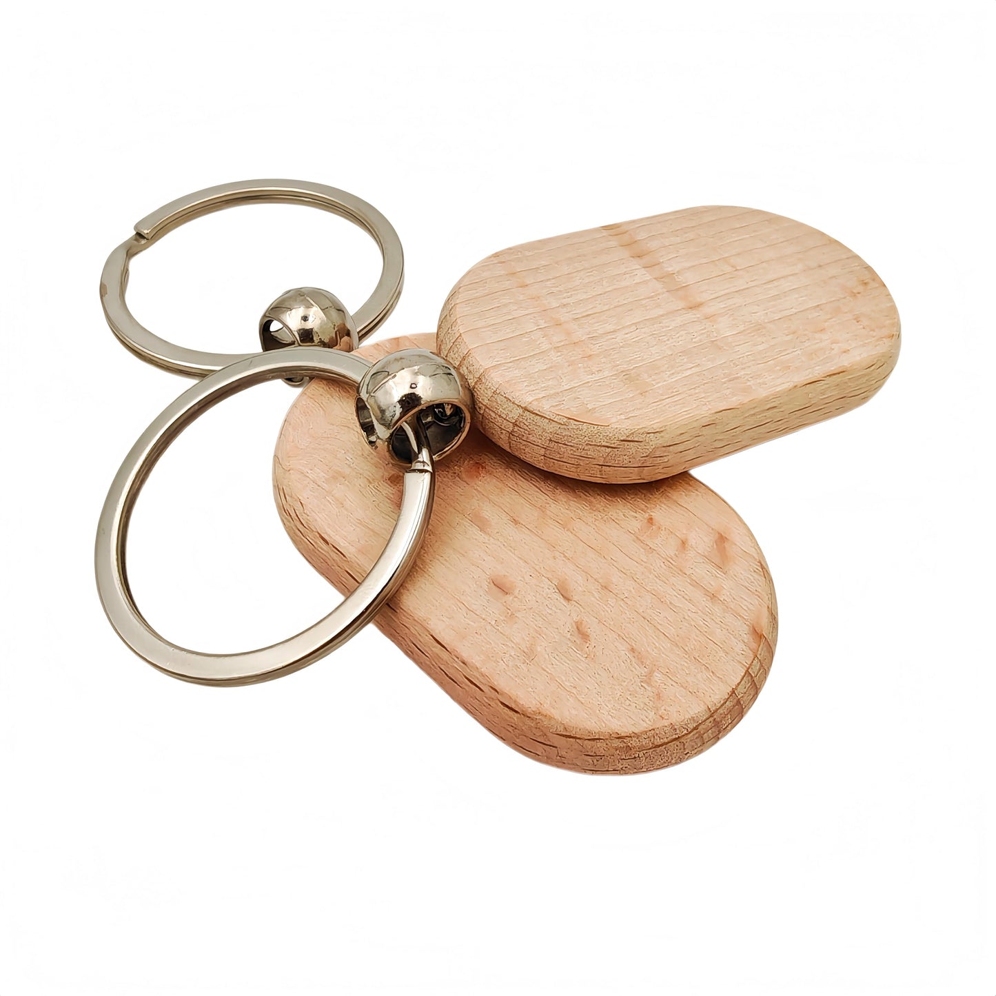 50PCS Wood Keychain Blanks,Unfinished Wooden Key Rings with Metal Loops for Laser Engraving DIY Craft Christmas Ornaments (Playground Shape)