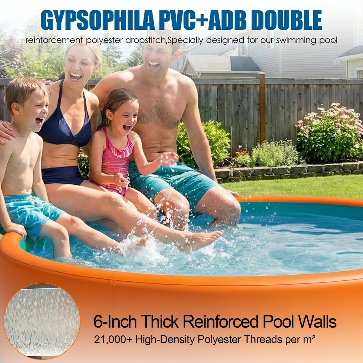IPOOLGO ‌Extra Large Inflatable Pool, 10.2ft X 48in Extra Large and Thickened Family Inflatable Pool, Suitable for Summer Outdoor Water Party Use.Inflatable Pump and Sand Filter Pump Not Included.