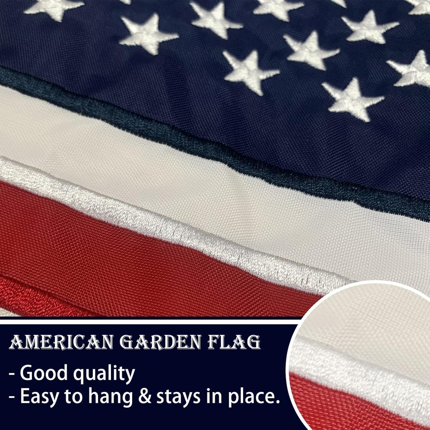 Bradford Embroidered American Garden Flag with Stand Holder, 12x18 inch American USA Garden Flag for Outside Yard Heavy Duty