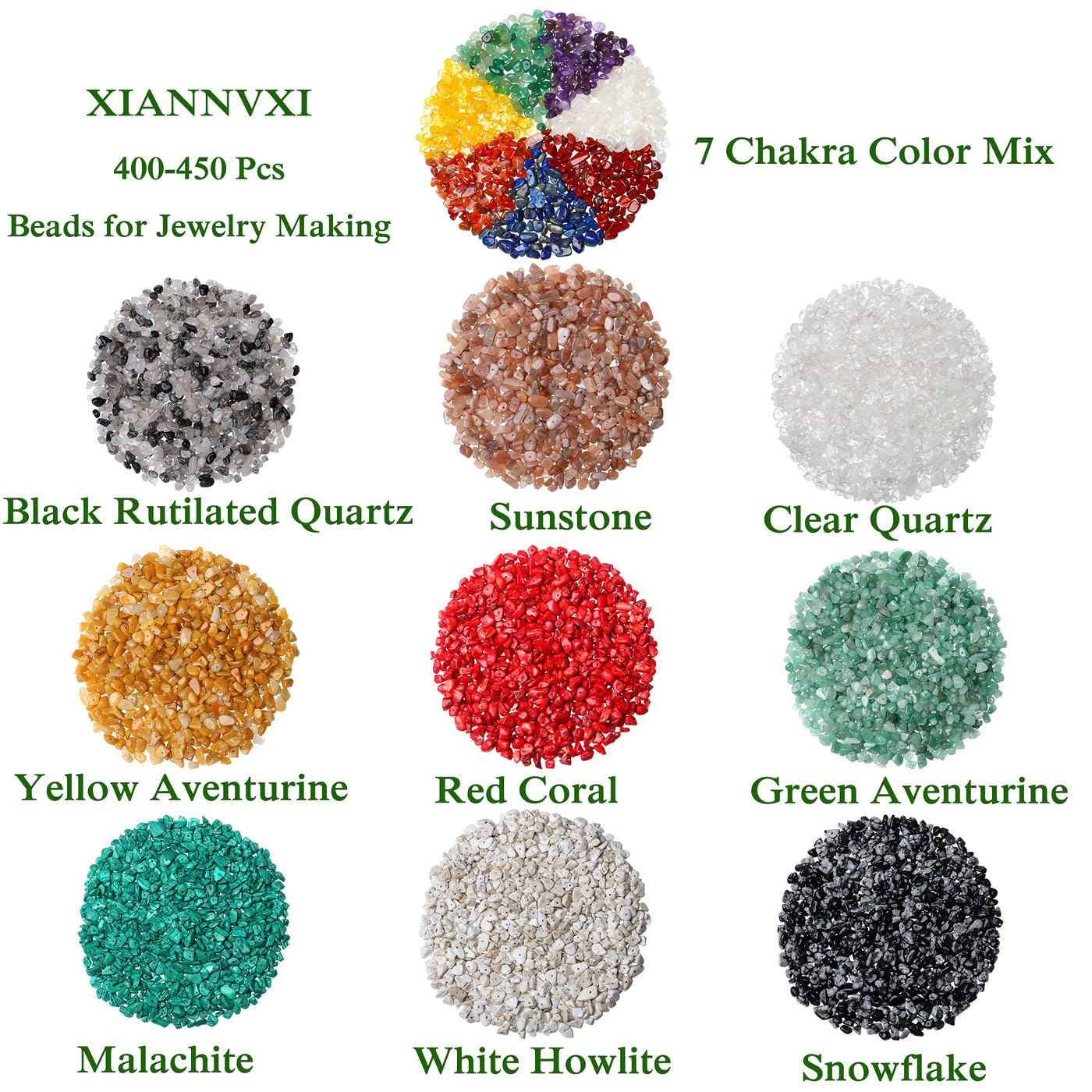 XIANNVXI Sunstone Beads, Natural Chip Stone Beads 400Pcs Crystal Bead 5-8mm Irregular Healing Crystal Loose Rocks for DIY Jewelry Making