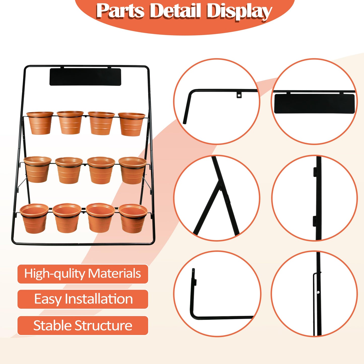 Sunnyglade 3-Tier Metal Plant Stand Rack Multiple Flower Pot Holder Shelf Ladder Plant Display Shelf With 12 Pots For Indoor Outdoor Patio Garden Corner Balcony Deck