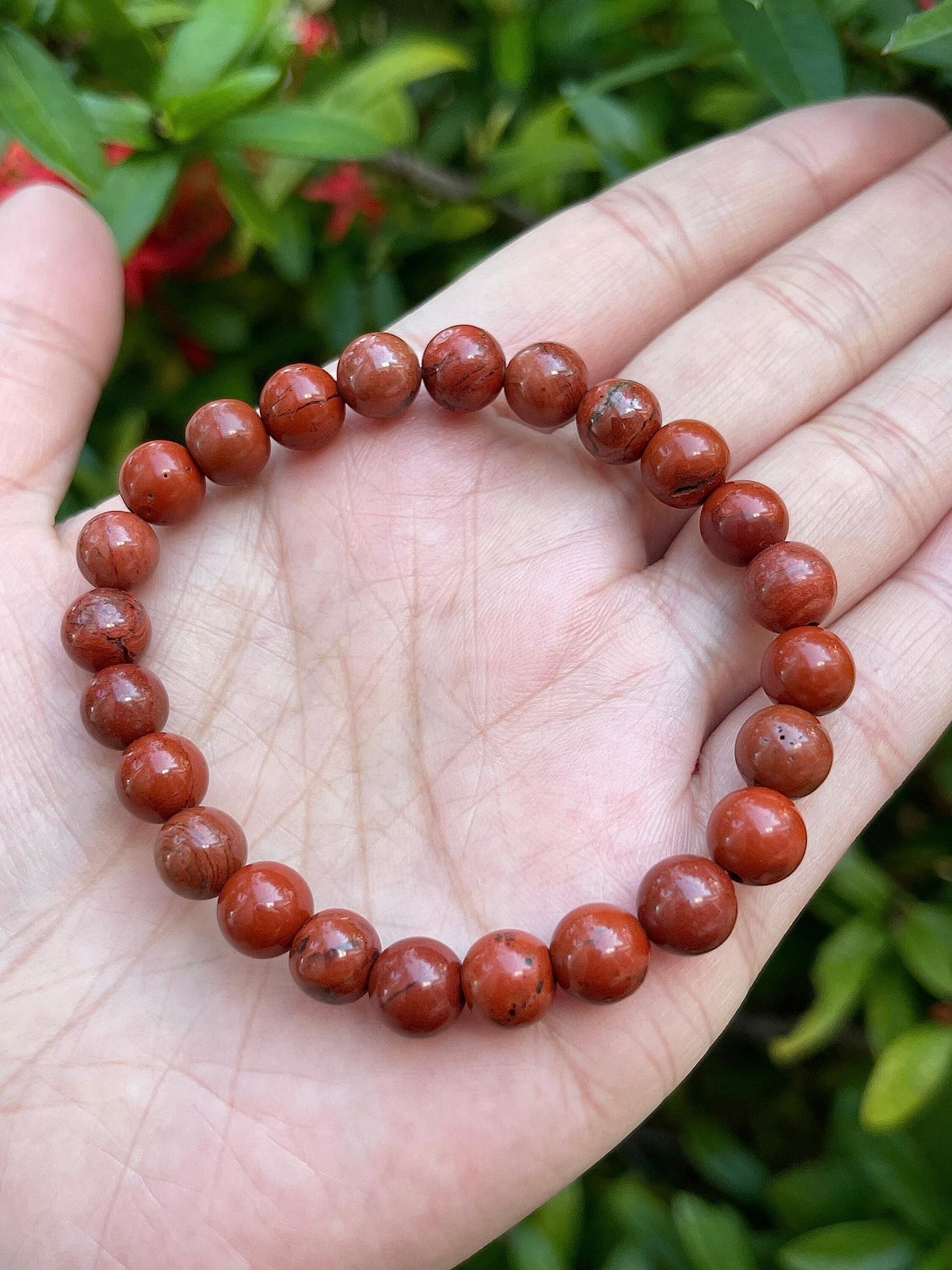 GAF TREASURES Red Jasper Crystal Bead Bracelet 8mm, Genuine Red Jasper Stretch Gemstone Bracelet, Healing Crystal Bracelet, Gift for Men & Women (1)