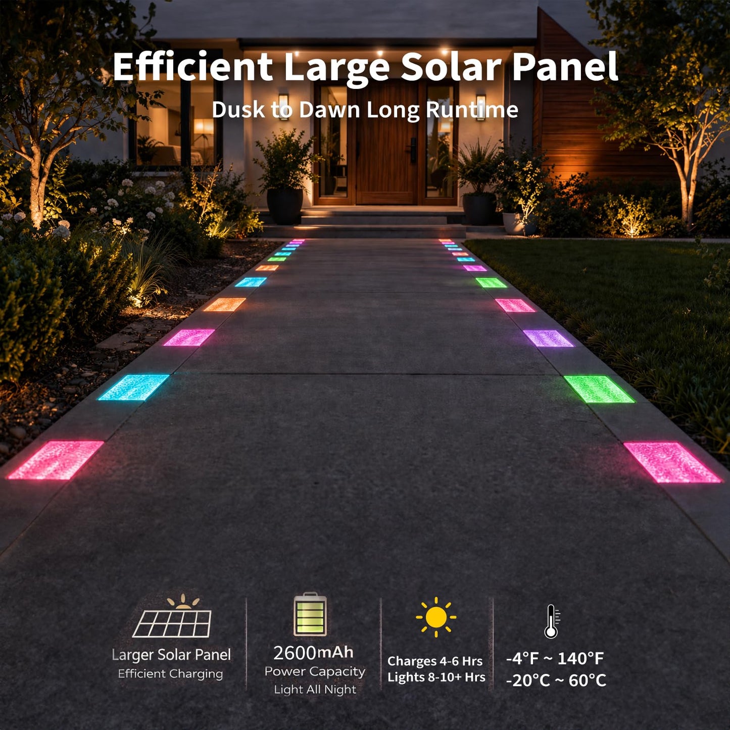 SHONELIGHTING Paver Lights, Solar 12-Color Outdoor Waterproof, In-Ground Brick LED for Driveway & Pathway, Hardscape Pavers, Heavy Duty, RGBW with Remote (6 Pack)