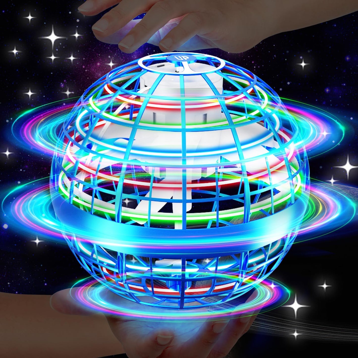Vantexi Flying Orb Ball Toy,2026 Upgraded Parachute LED,Magic Hand Controlled Mini Gravity Ball,Cosmic Globe Boomerang,Cool Christmas Birthday Gift for 6 7 8 9 10+ Year Old Boys Girls-Bright Blue