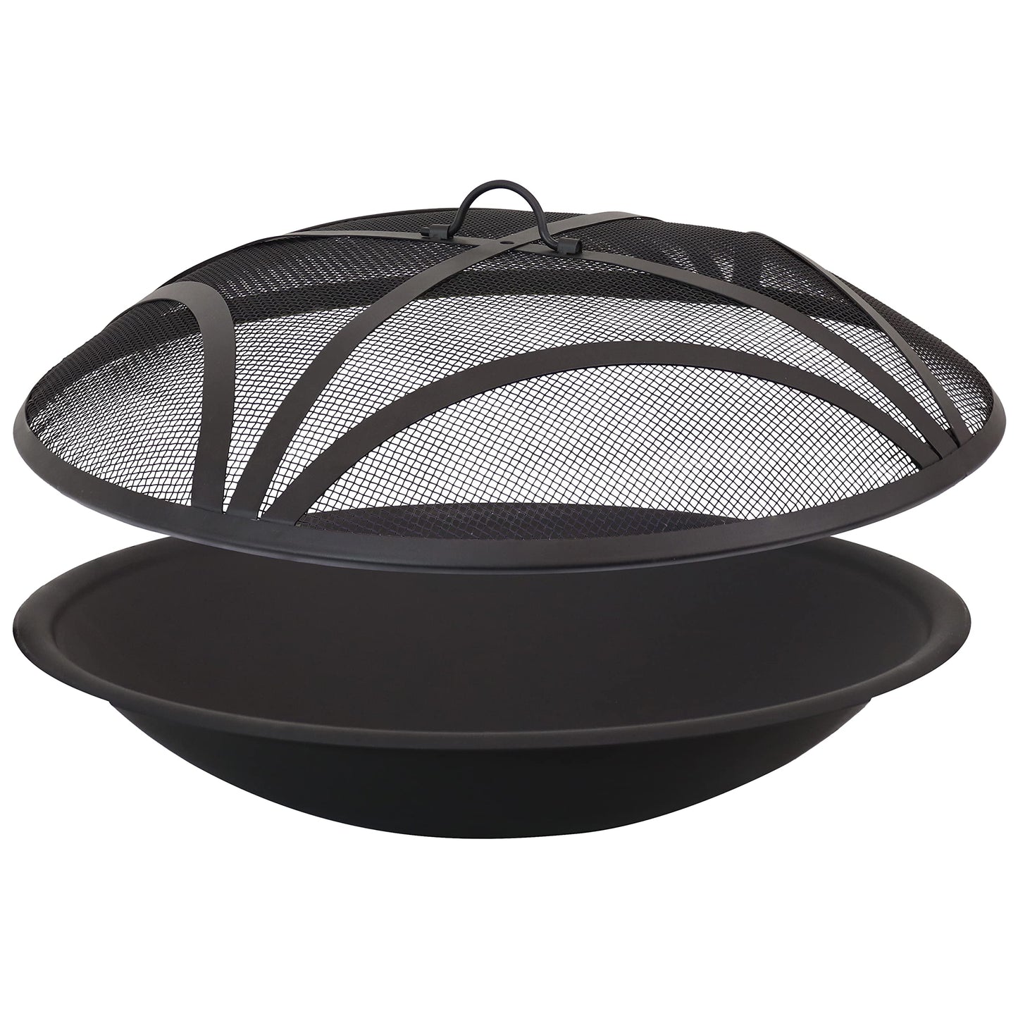 Sunnydaze 23-Inch Replacement Steel Fire Pit Bowl with Round Spark Screen - High-Temperature Painted Finish