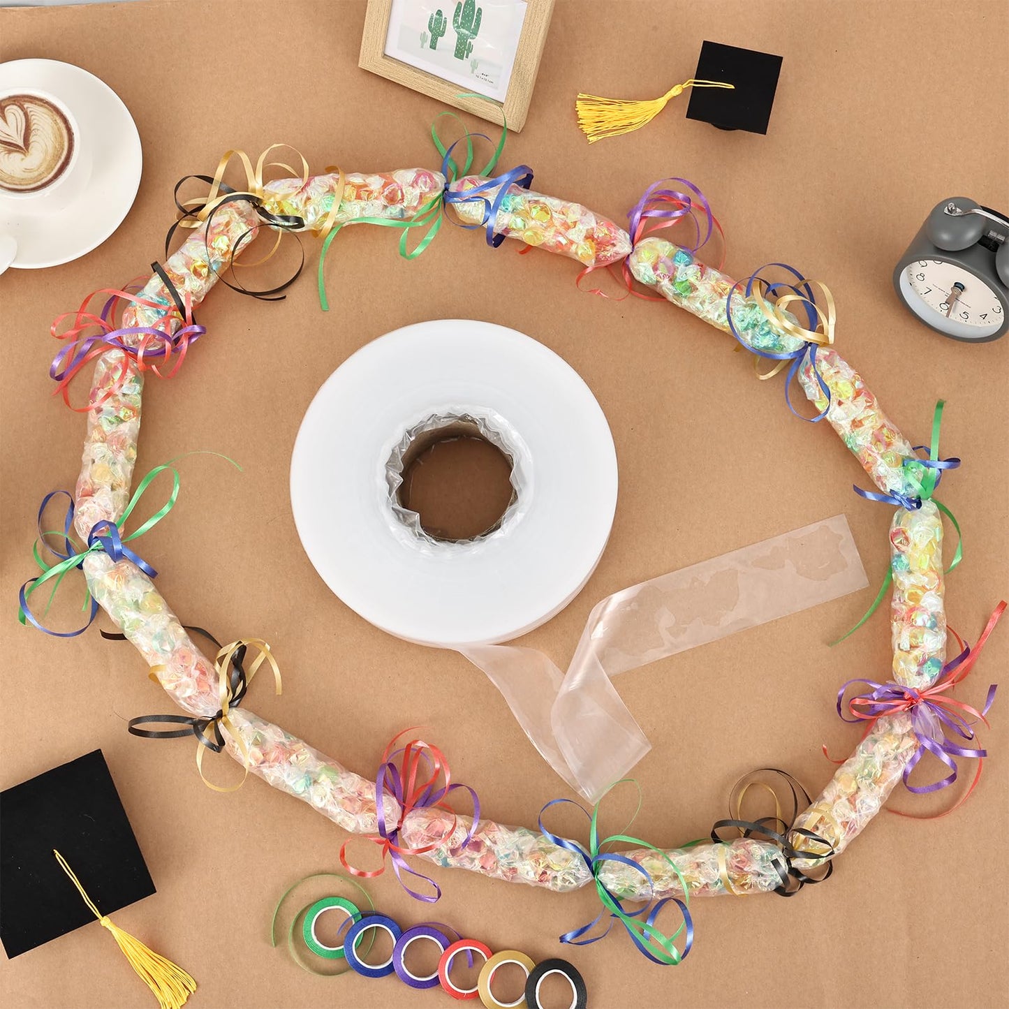 2026 Graduation Candy Lei Tubing Making Kit 2" x 984ft Plastic Lei Bags for Party Poly Tubing 6 Rolls Ribbon Graduation Bags for DIY Party Packing Wreaths Packing Snacks