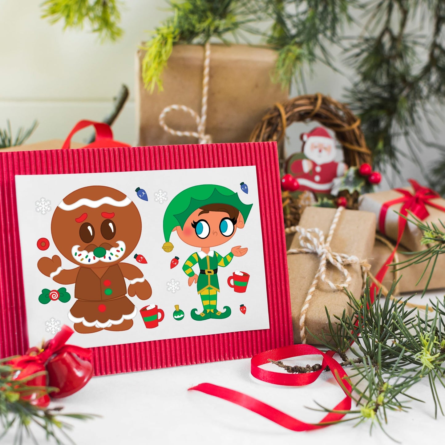 JOYIN 48 Pcs Christmas Make A Face Sticker Sheets Make Your Characters with Santa Santa, Gnome, Reindeer, Snowman, Gifts for Kids School Activities Party Favor Supplies Xmas Craft