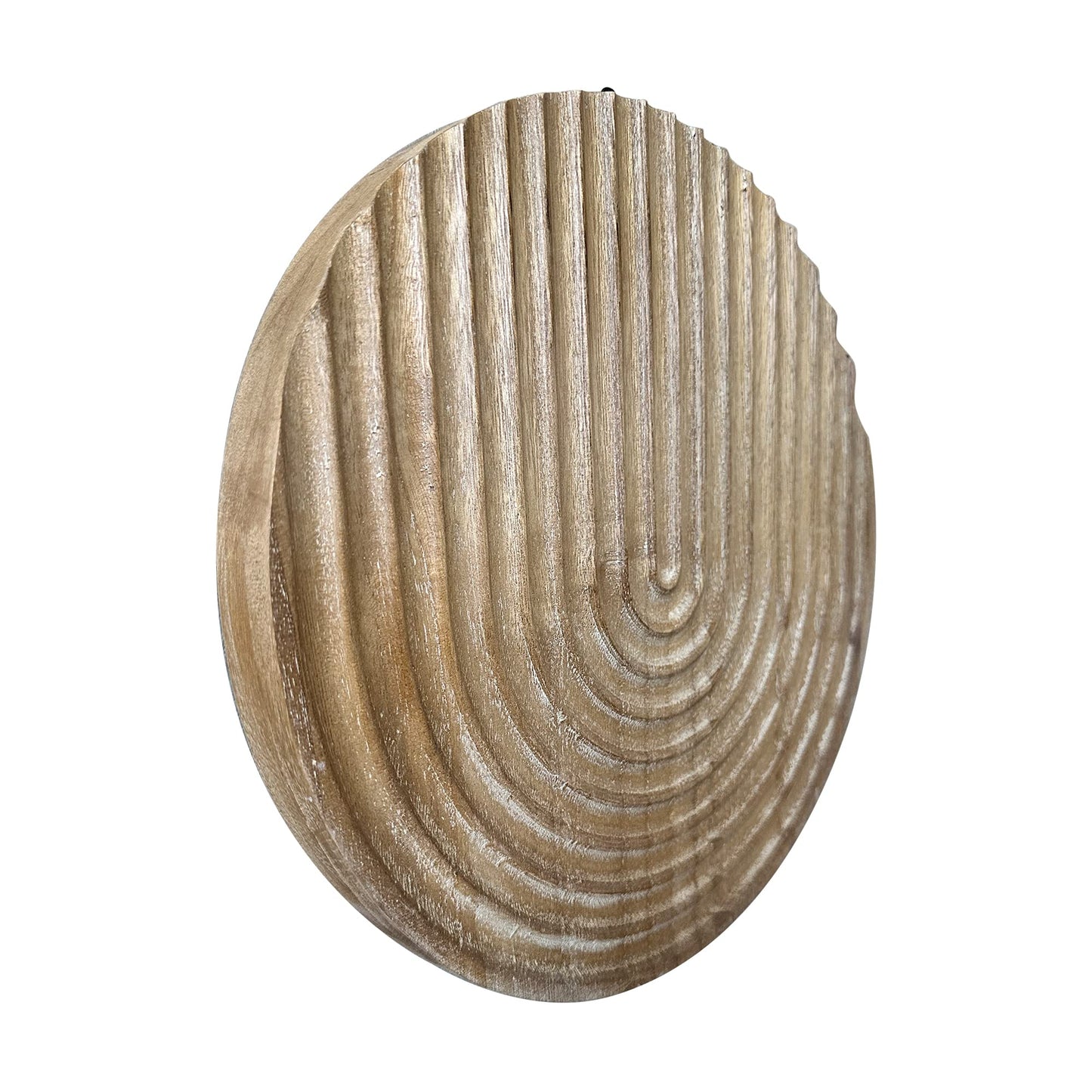 Musanpou Hand-carved Round Art Decor for Home and Living Room Wall Simple Wooden Farmhouse Wall Decor (Natural)