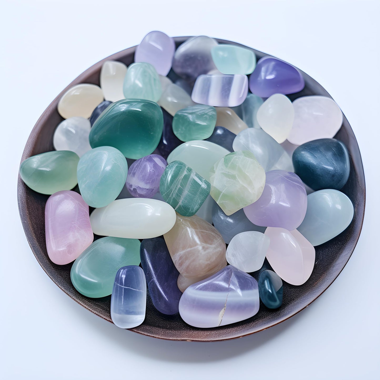 SigMntun Tumbled Fluorite Crystal Stone Set - 72 Pcs, 0.5" 10 oz Handpicked Tumbled Gemstones Rocks, Pebbles for Reiki, Chakra, Healing, Home Decor, 0.5" - Fluorite