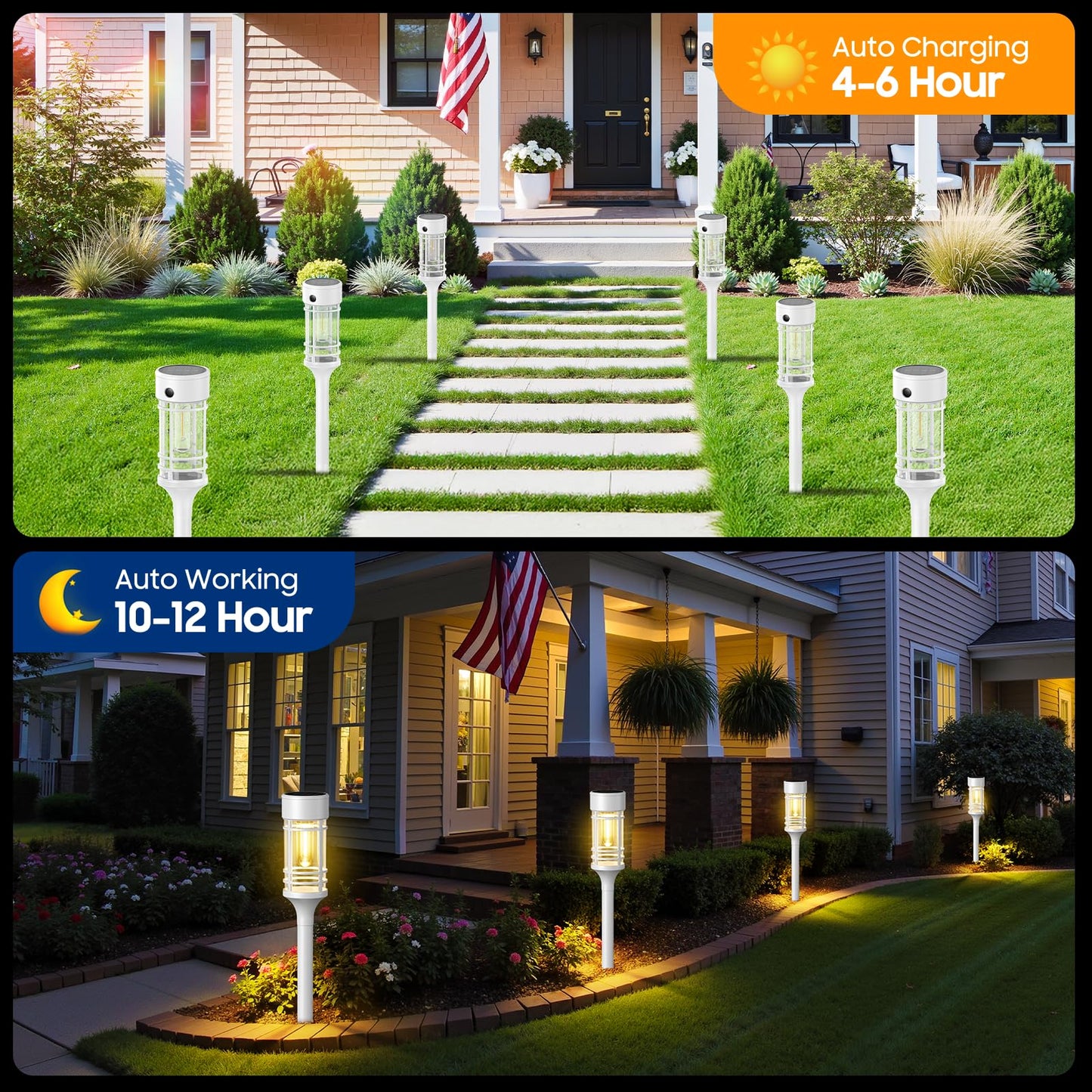 LETMY 12 Pack Solar Pathway Lights Outdoor, Bright Solar Lights Outdoor Waterproof IP65, Solar Garden Lights Outdoor for Yard Walkway Driveway Landscape Garden Decor （White）