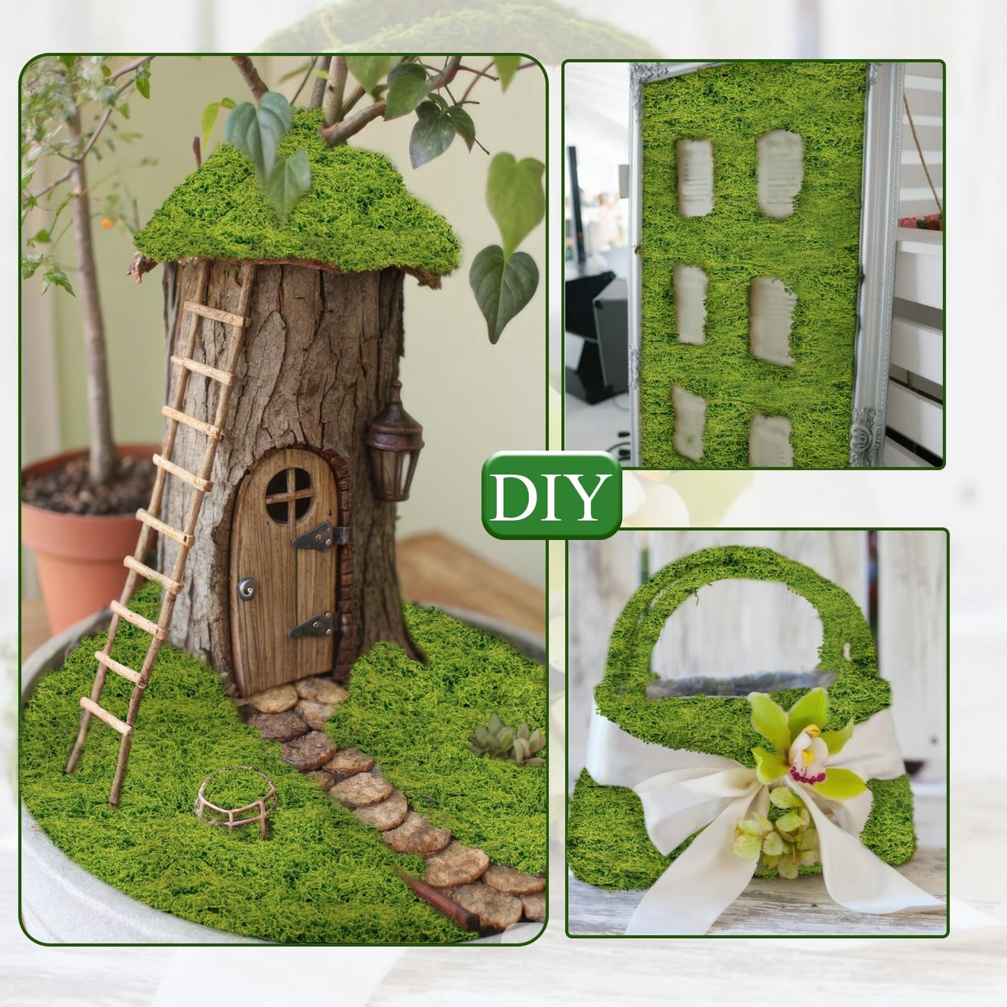 FAICOIA 2 Pcs Fake Moss Rug 39" x 39" Mossy Table Runner Green Artificial Moss Mat for Crafts Decorating Faux Moss Grass for Plants Indoor Planters Fairy Garden DIY Centerpieces Wedding 100 x 100cm