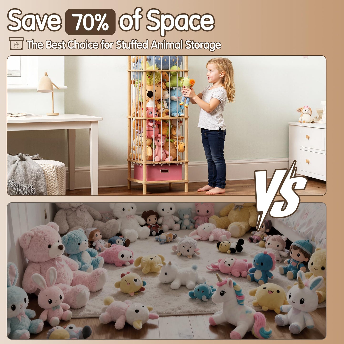 Brelley Stuffed Animal Storage Zoo Wood Toy Storage Organizer with Drawer, Large Toy Chest Stuffed animal holder for Kids Nursery Playroom Bedroom