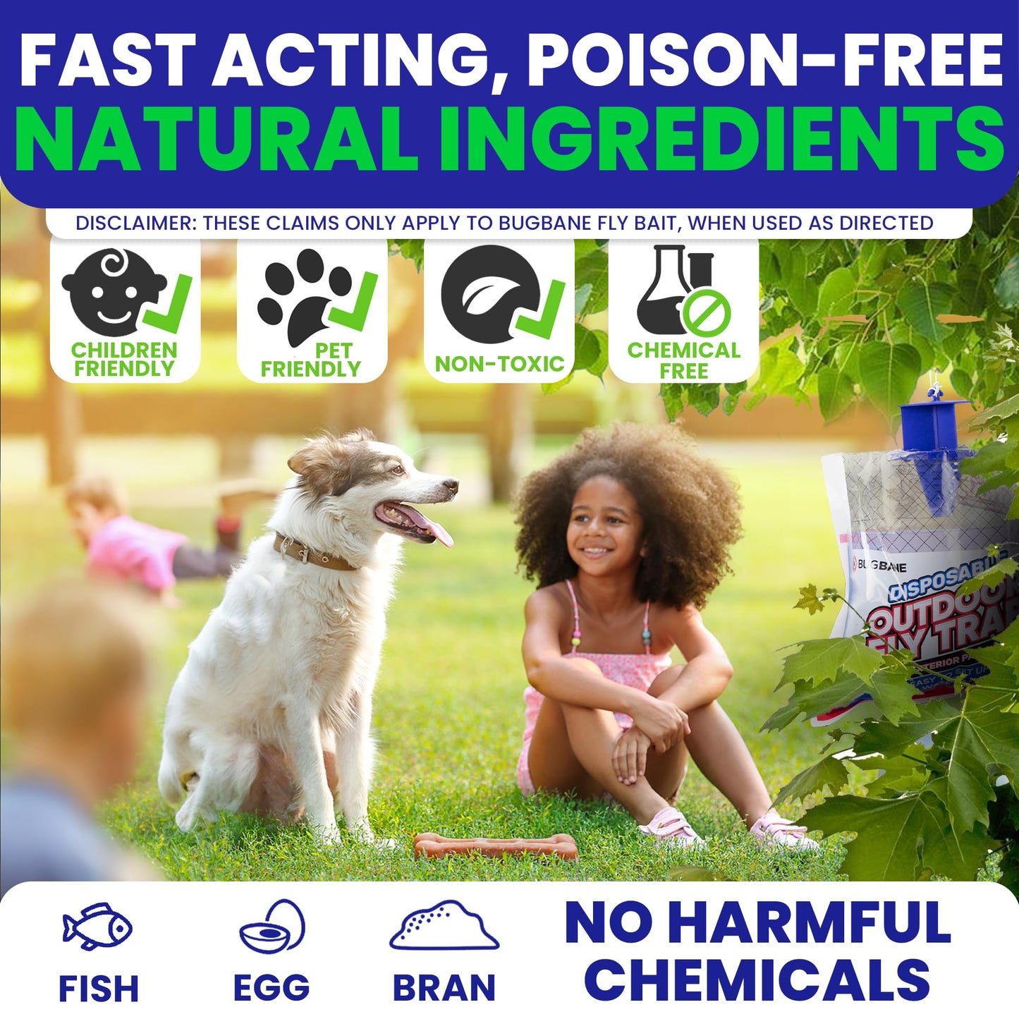 Fly Traps Outdoor Fly Trap for Patio. 4 Large Non-Toxic Pre-Baited Flies Bags Outdoor Disposable. Big Hanging Bug Catchers for All Filth Flies Killer for Outside Bug Control in Yard Horse Ranch.