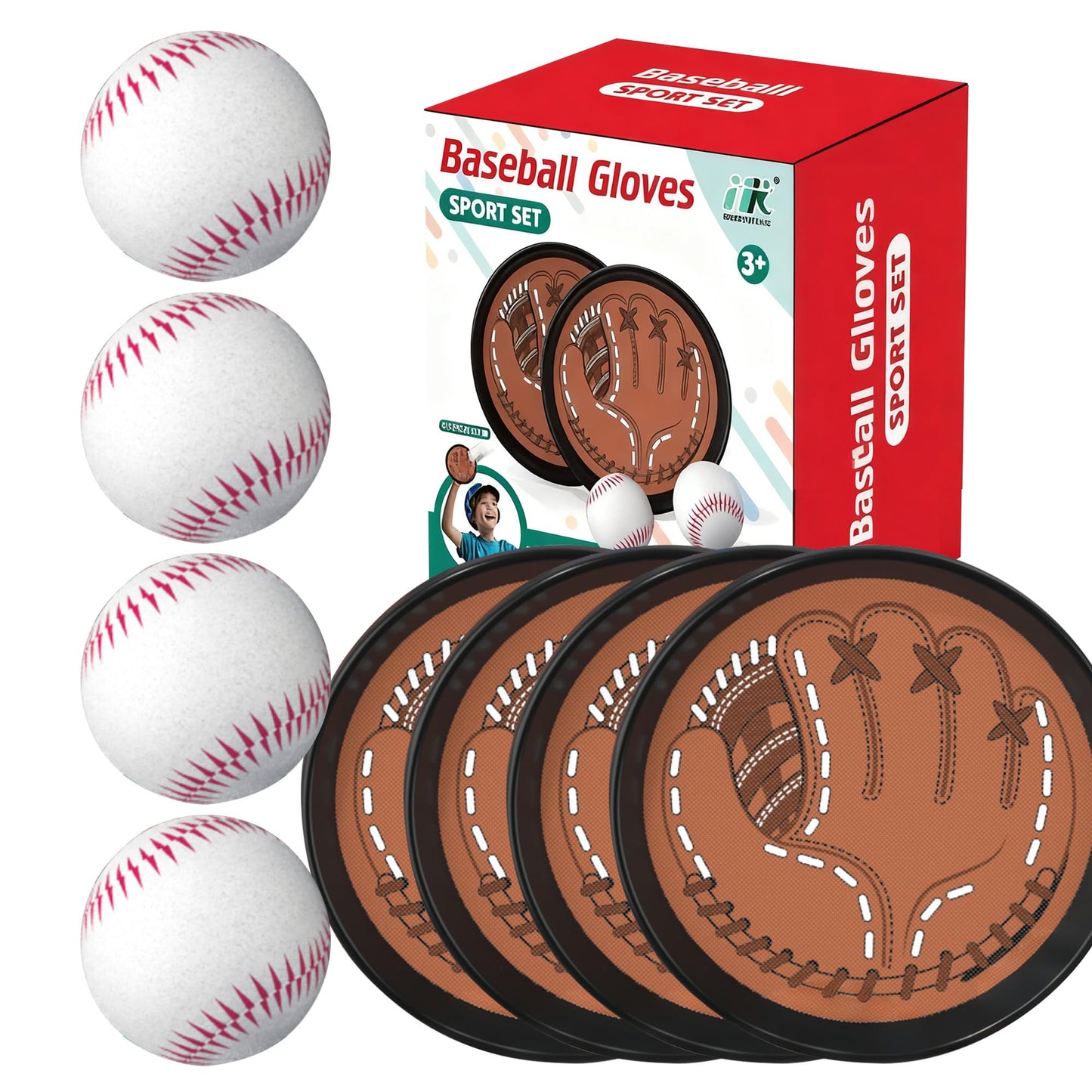 New 2026 Toss and Catch Game Ball Set Beginner Baseball Training Glove - Premium Toy Paddle Fits All Hand Sizes Toddlers Teens & Adults, Fun Gift Idea for Boys & Girls Toddler Baseball Glove (4 Pack)