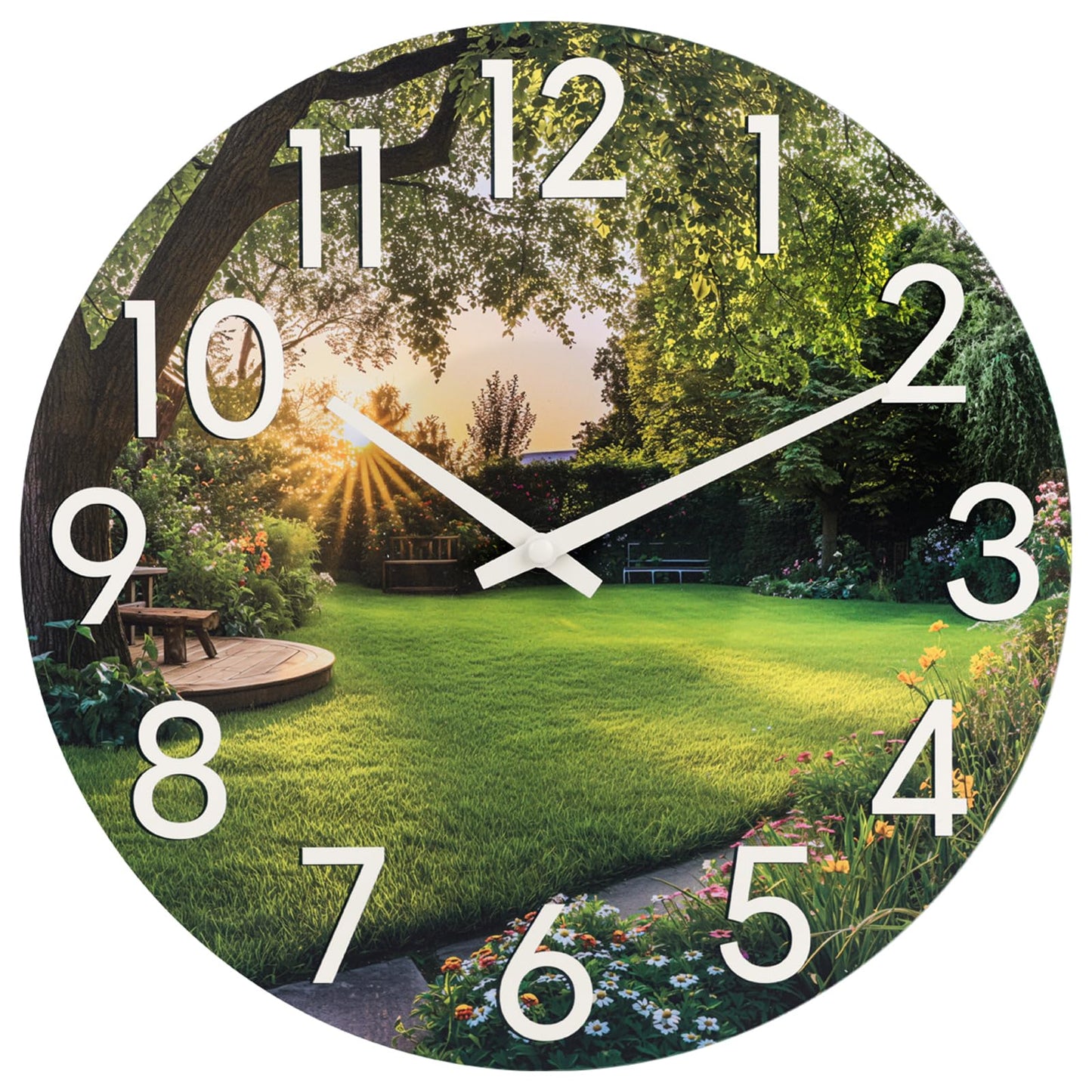 JoFomp Indoor Outdoor Wall Clock Waterproof, 14 Inch Garden Clock with Glass, Large Outdoor Clocks for Patio, Silent Outside Wall Clocks Battery Operated, Weatherproof Outdoor Clock for Pool Area Yard