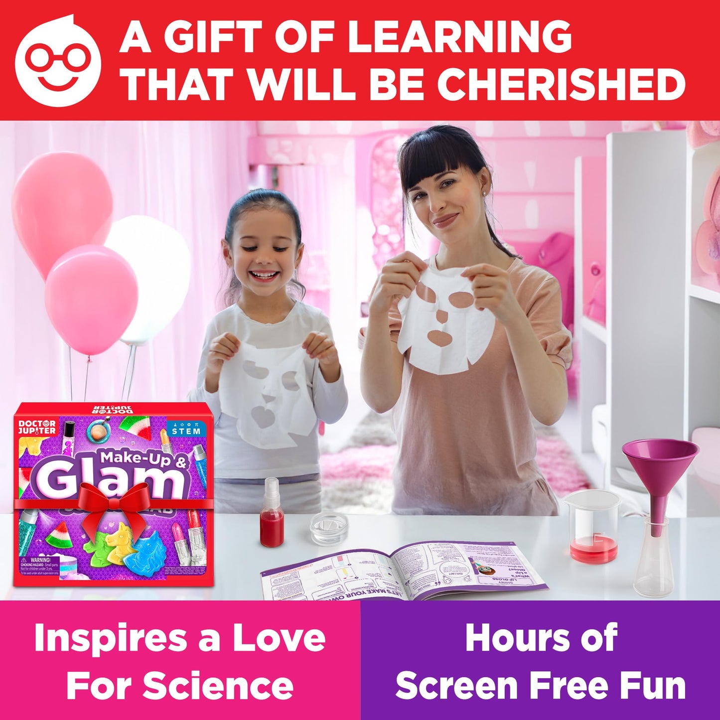 Doctor Jupiter Makeup & DIY Craft Kit for Girls Ages 6+ | Make Your Own Makeup, Perfume, Lip Gloss, Bath Bomb with 50 Beauty Recipes| Birthday Gift Ideas for 6-7-8-9-10-11-12 Year Olds