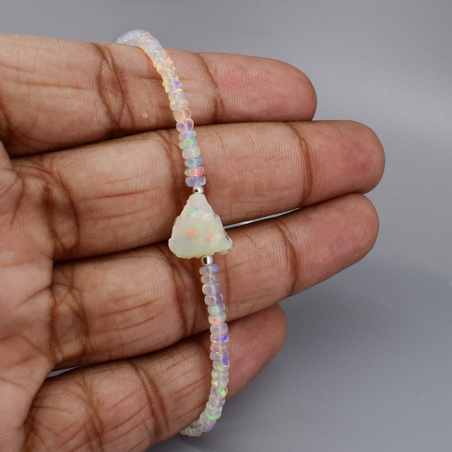 Gempires Natural Ethopian Opal Beads Bracelet, Raw Opal Bracelet, Faceted opal Beads, Healing Opal Protection Bracelet, 8 inch bracelet for women