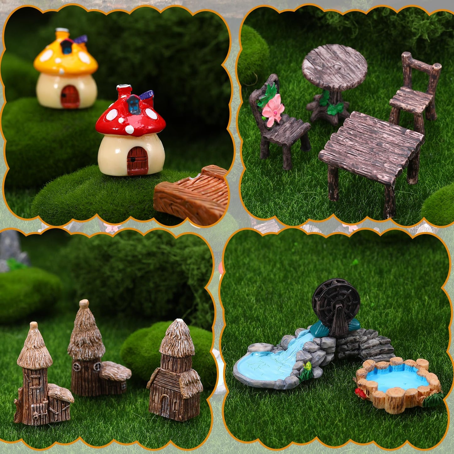 GGSTDDUP Fairy Garden Accessories, Miniature Garden Ornaments Landscape Mini Fairy Figures Animal Plant Set (32, Green)