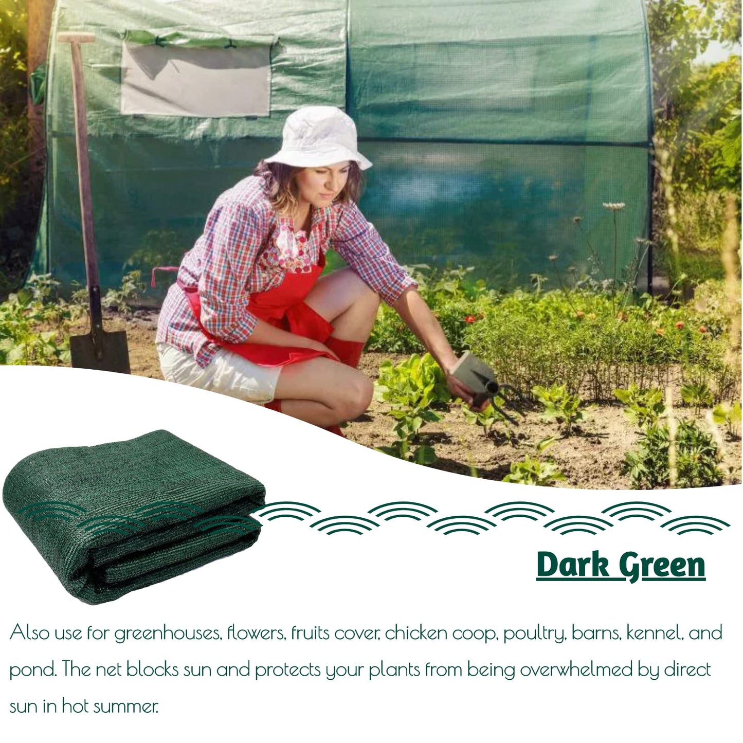 UCINNOVATE 70% Green Garden Sun Shade Cloth, 10x13 FT UV Resistant Sunblock Shade Net, Durable Mesh Shade Fabric Tarp with Grpmmets for Greenhouse, Plants Cover, Pergola, Canopy, Patio or Dog Kennel
