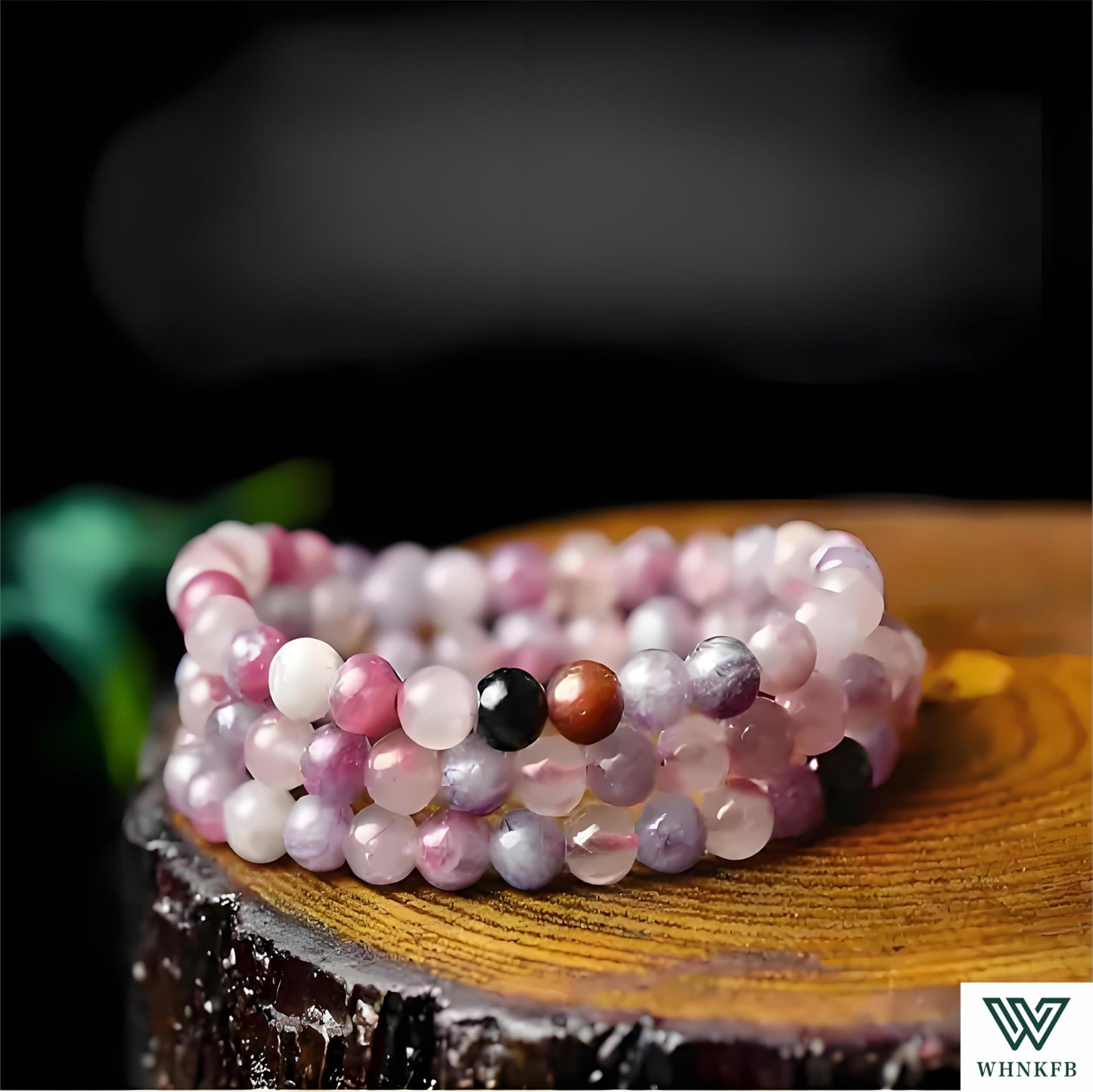 WHNKFB 10mm 50PCS Natural Watermelon Tourmaline Round Beads, Pink-Green Loose Gemstone Beads for Jewelry Making Craft - 6mm 8mm 10mm Options with Free Elastic Cord