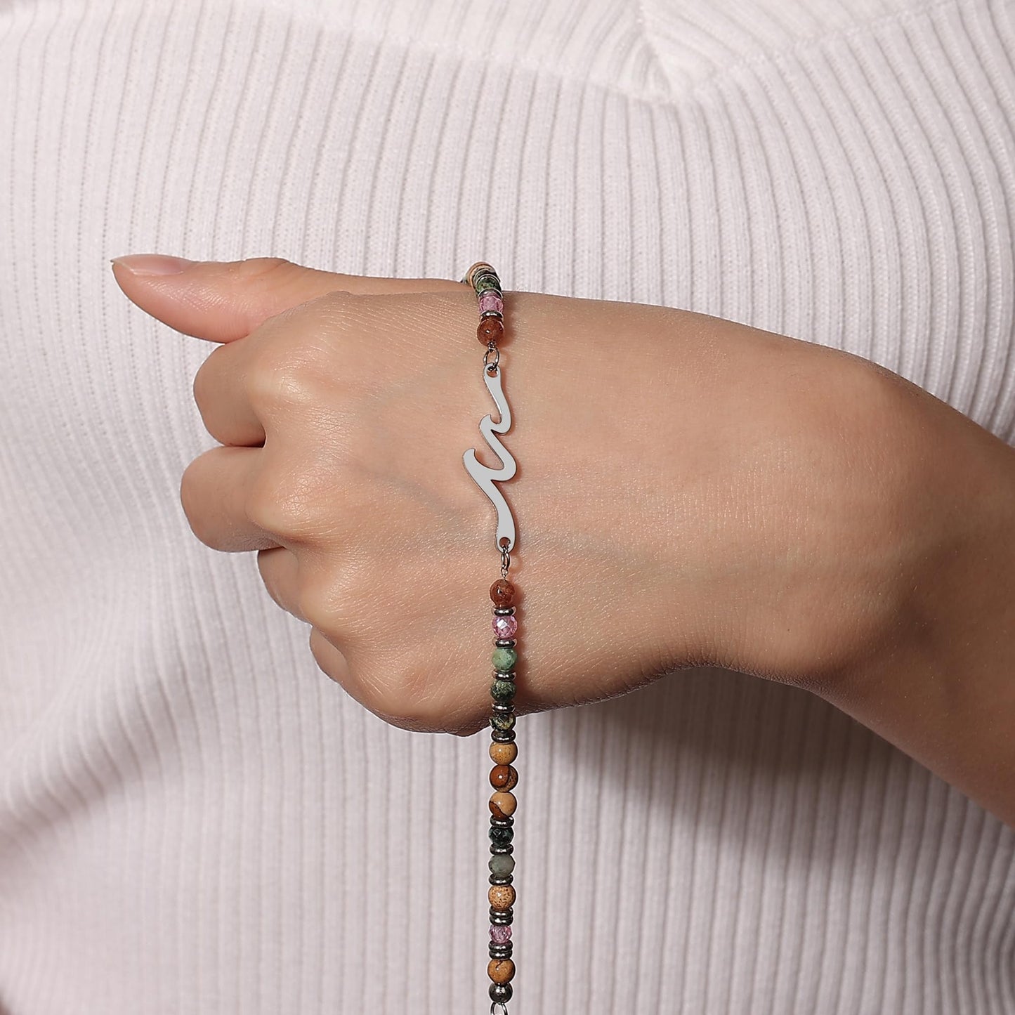 TONY & SANDY Grandma Bracelet, Grandma Birthday Gifts from Granddaughter, Grandmother Wave Bracelet for Women, Unique Mother’s Day Gifts for Grandmother Valentines Day Gift for Her