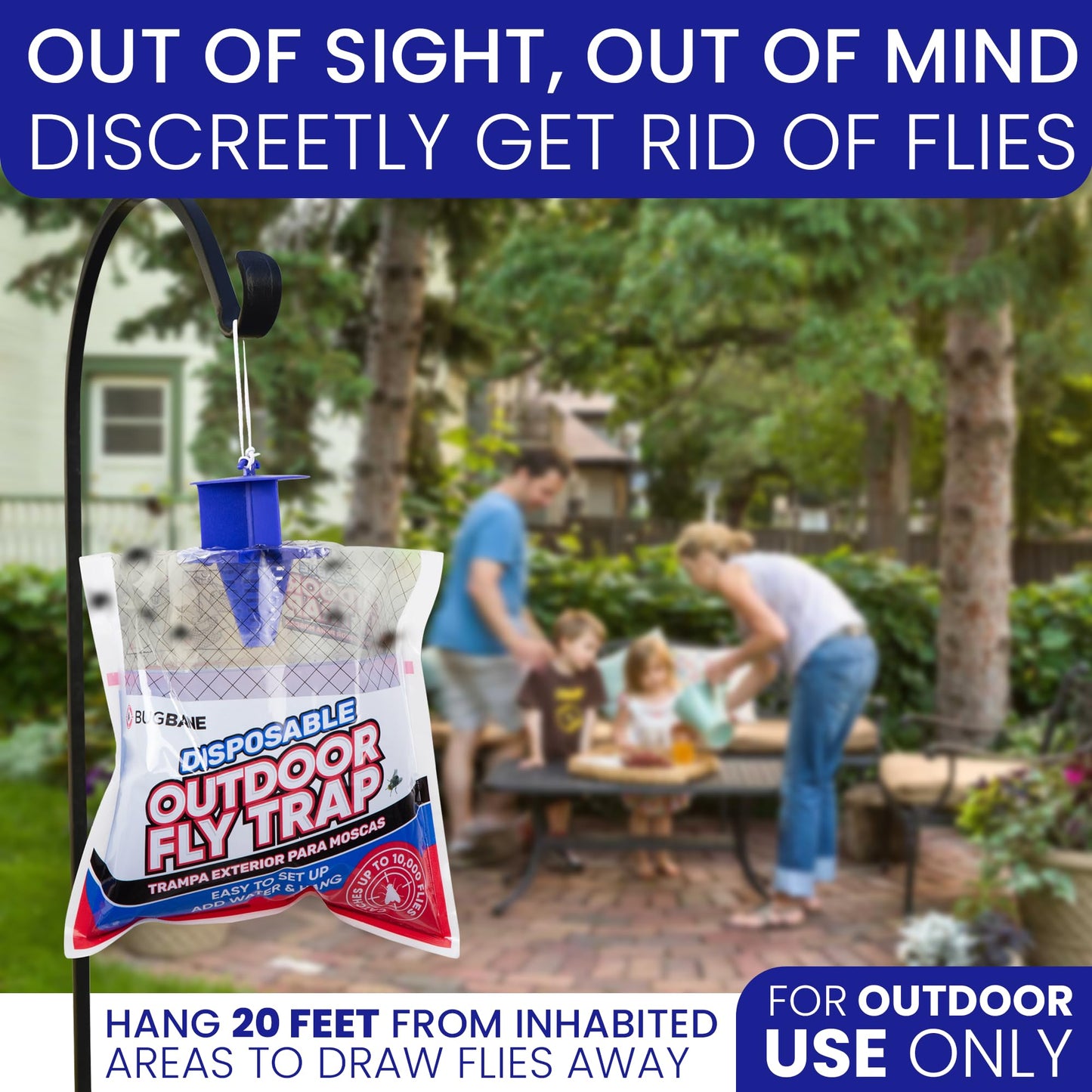 Fly Traps Outdoor Fly Trap for Patio. 9 Non-Toxic Pre-Baited Flies Bags Outdoor Disposable. Hanging Bug Catchers for All Filth Flies Killer for Outside Bug Control in Yard Horse Ranch Trash Can.