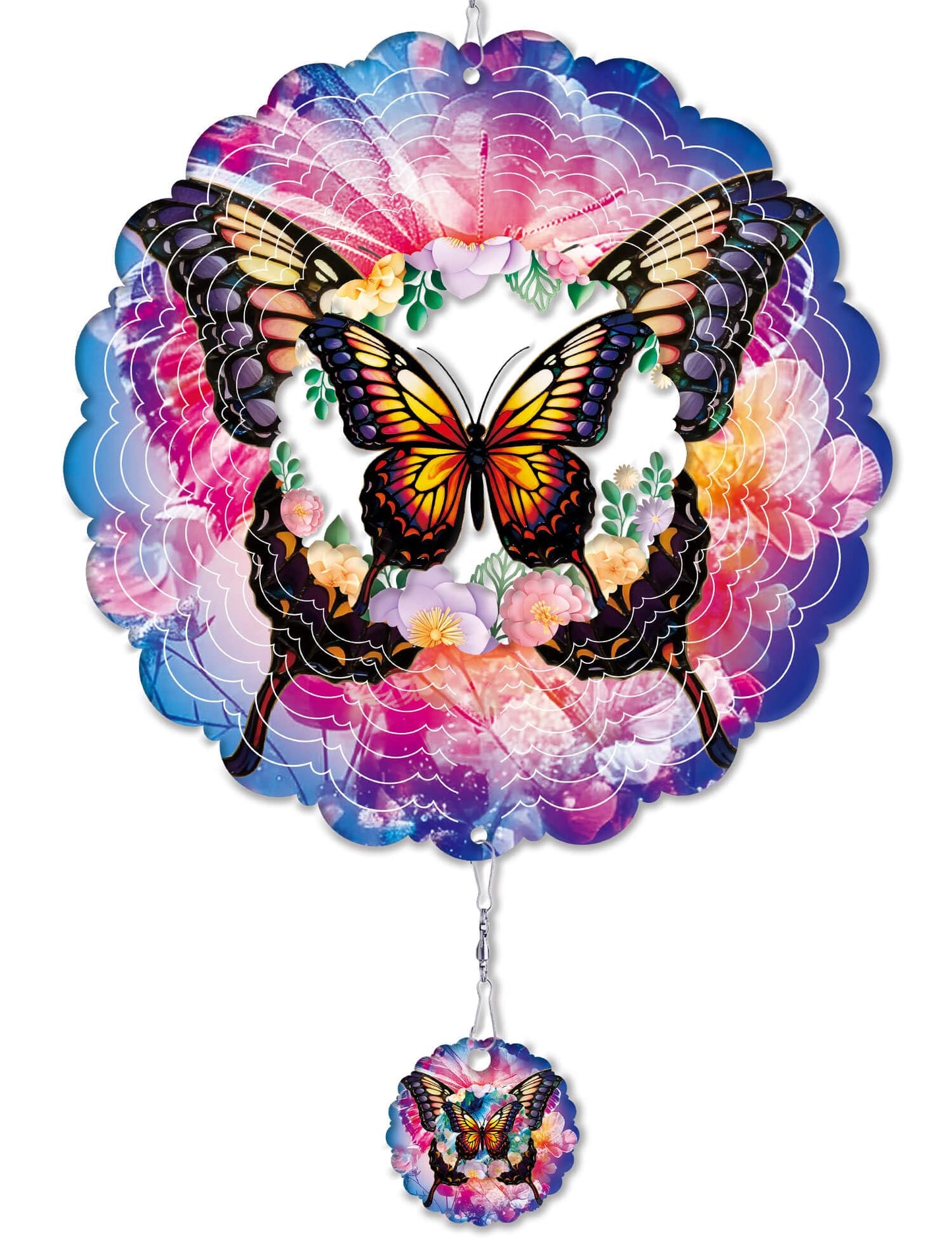 Wind Spinner Butterfly - 12In Laser Cut Stainless Steel Wind Spinners Outdoor, 3D Kinetic Hanging Sculpture, Rustproof Metal Garden Decor Yard Art, Unique Gift for Women, Men, Holidays