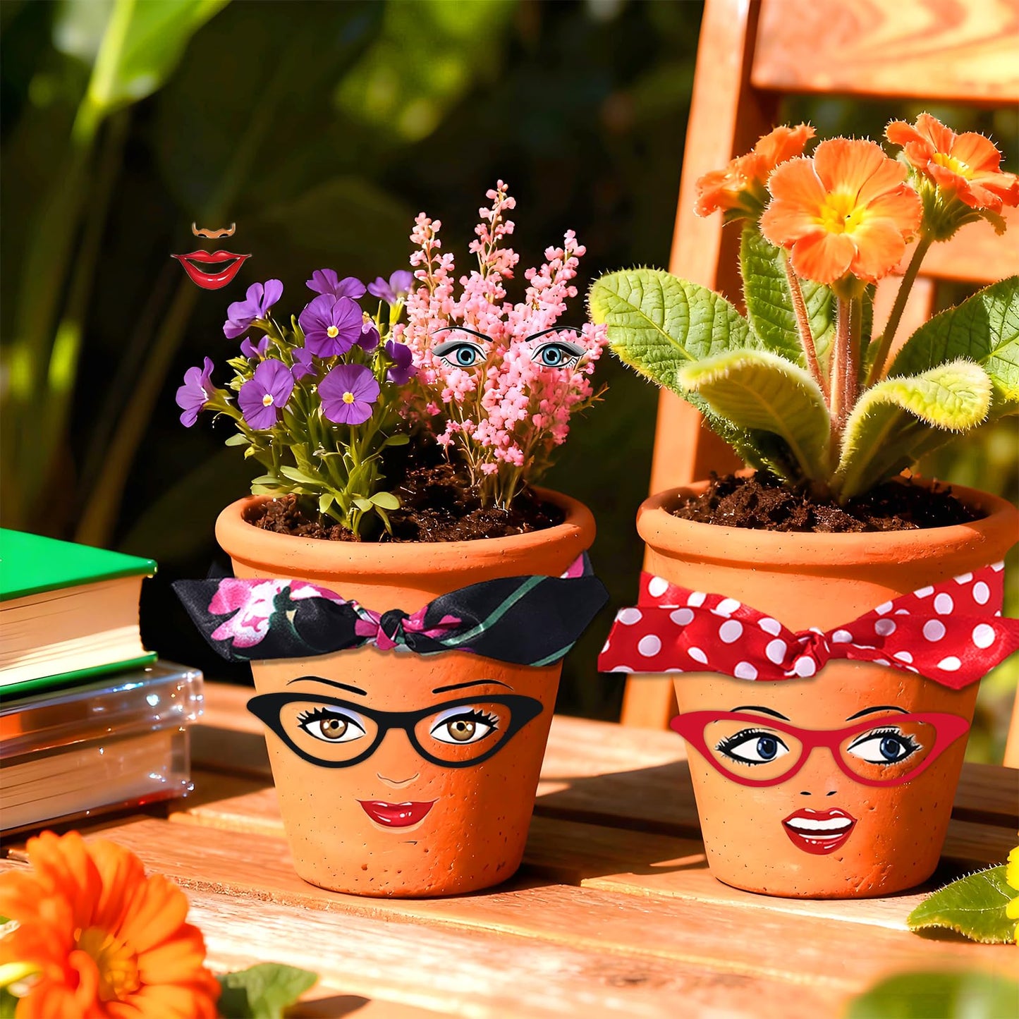 DIY Flower Pot Painting Kit with Face Stickers & Ribbons – Funny Plant Pot Craft, Creative Garden Decor for Journals Gifts Parties