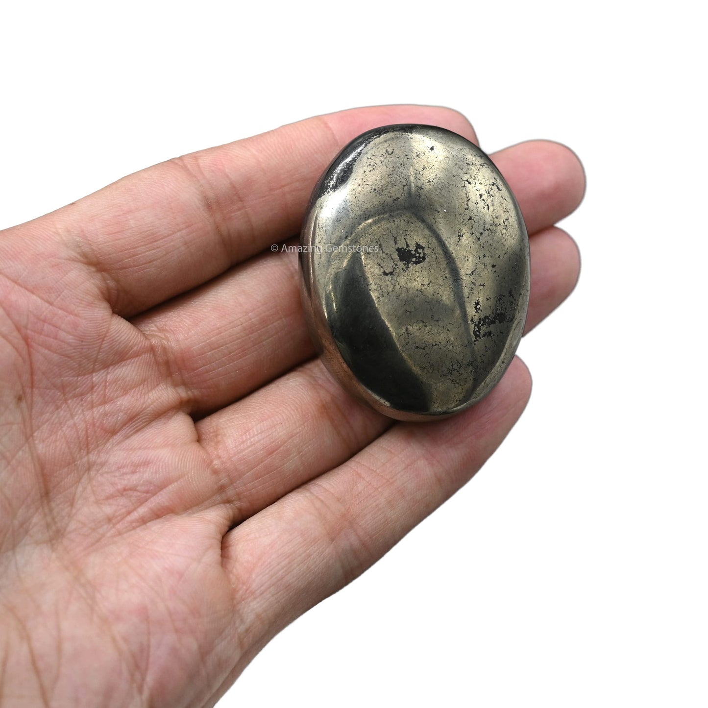 Amazing Gemstone Pyrite Crystals and Healing Stones - Large Palm Stone Crystals Piedra, Crystal for Good Luck, Positive Energy, Meditation - Unique Stocking Stuffers and Birthday Gifts for Women, Men